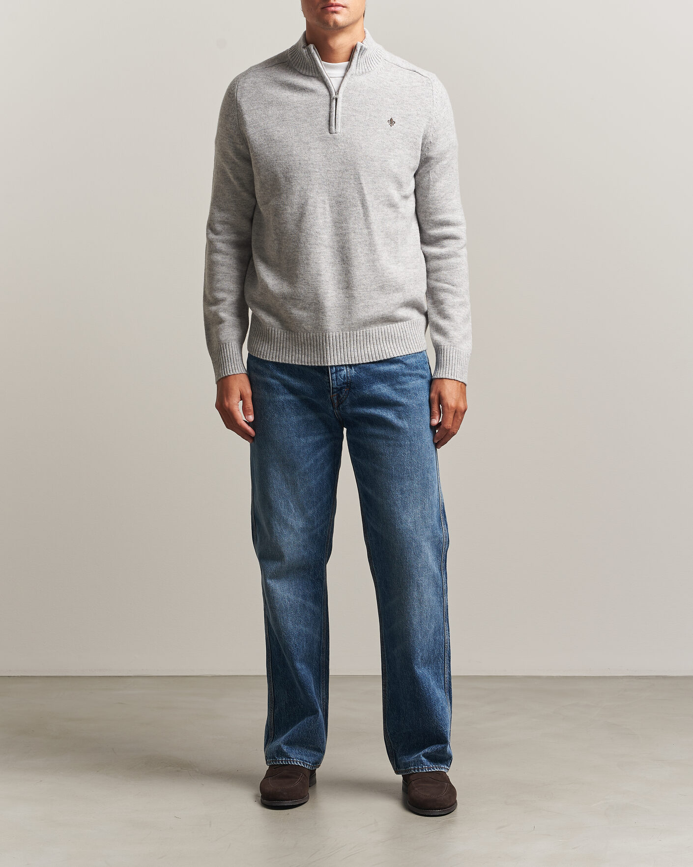 Herre | Trøjer | Morris | Hertford Lambswool Half Zip Grey