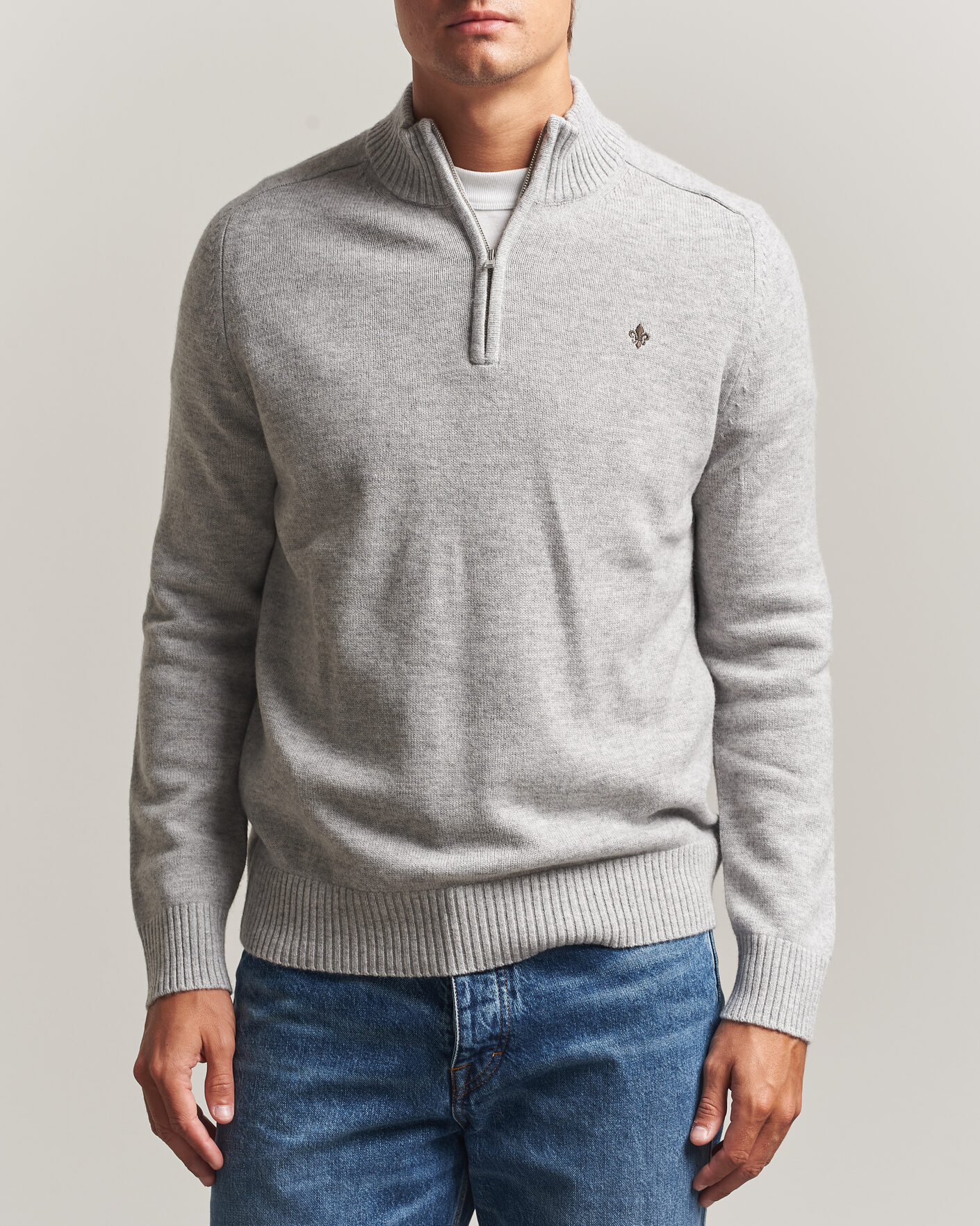 Herre | Trøjer | Morris | Hertford Lambswool Half Zip Grey