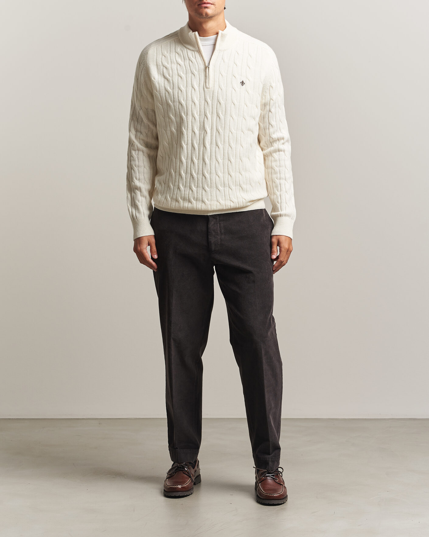 Herre | Trøjer | Morris | Hertford Cable Half Zip Off White