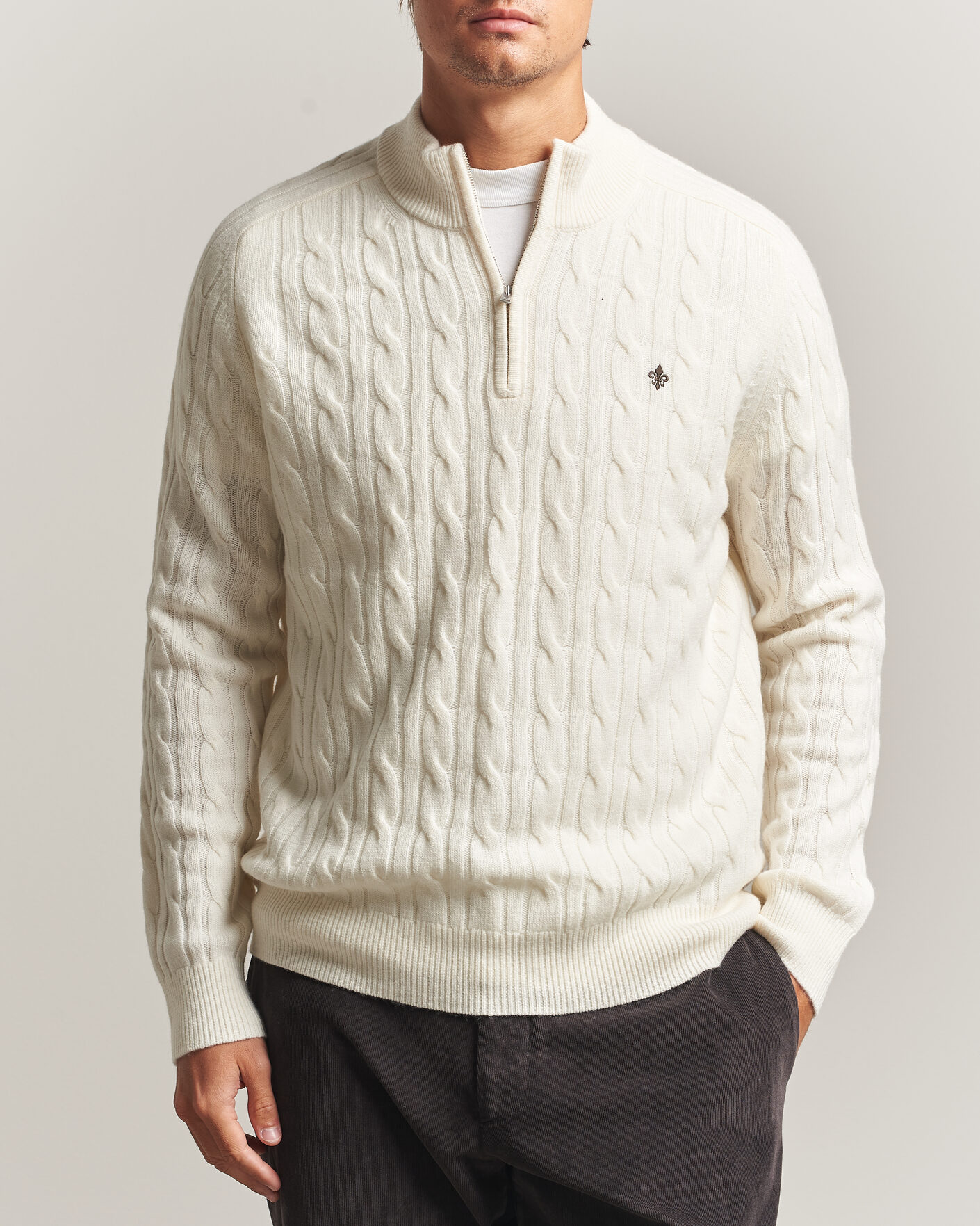 Herre | Trøjer | Morris | Hertford Cable Half Zip Off White