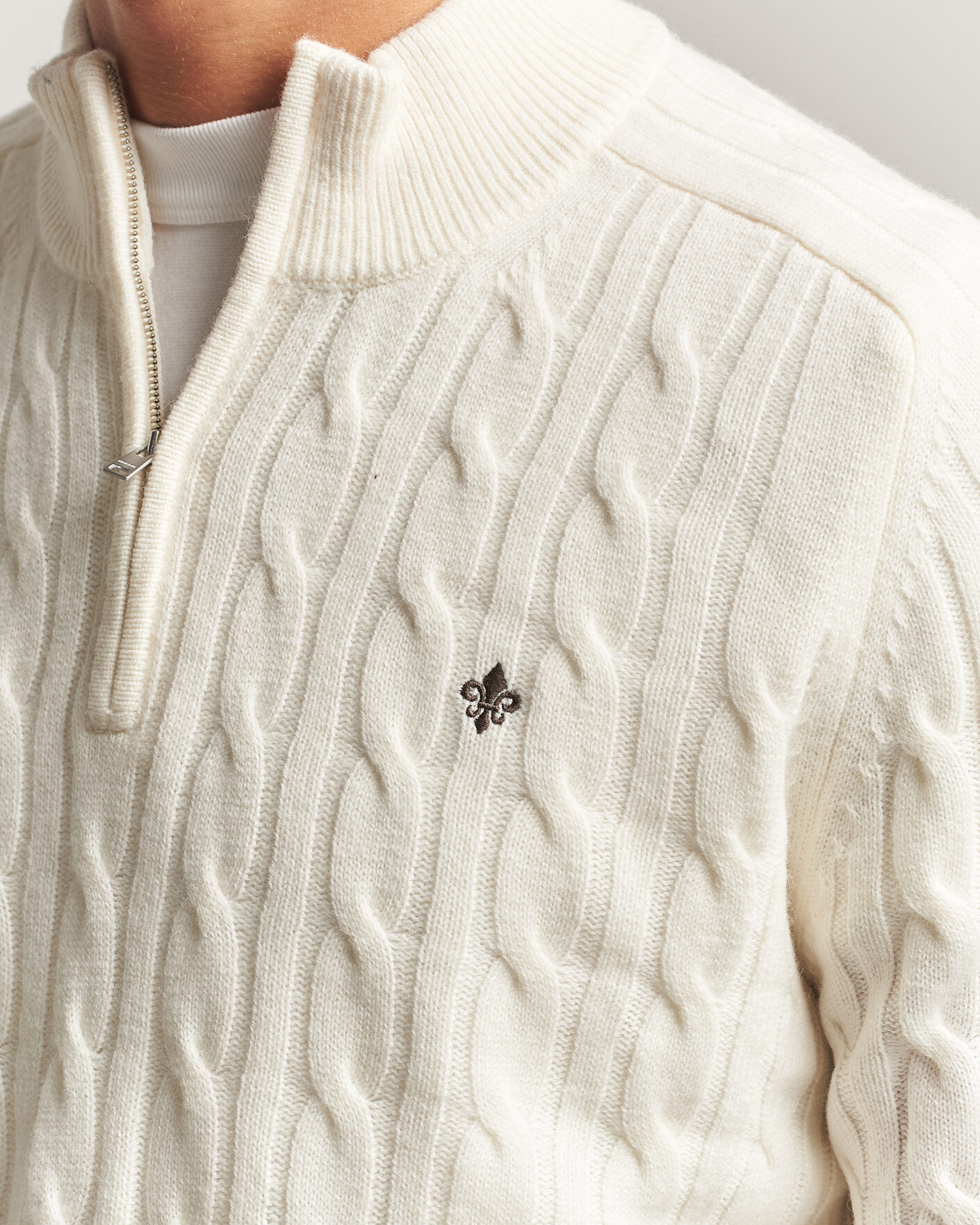Herre | Trøjer | Morris | Hertford Cable Half Zip Off White