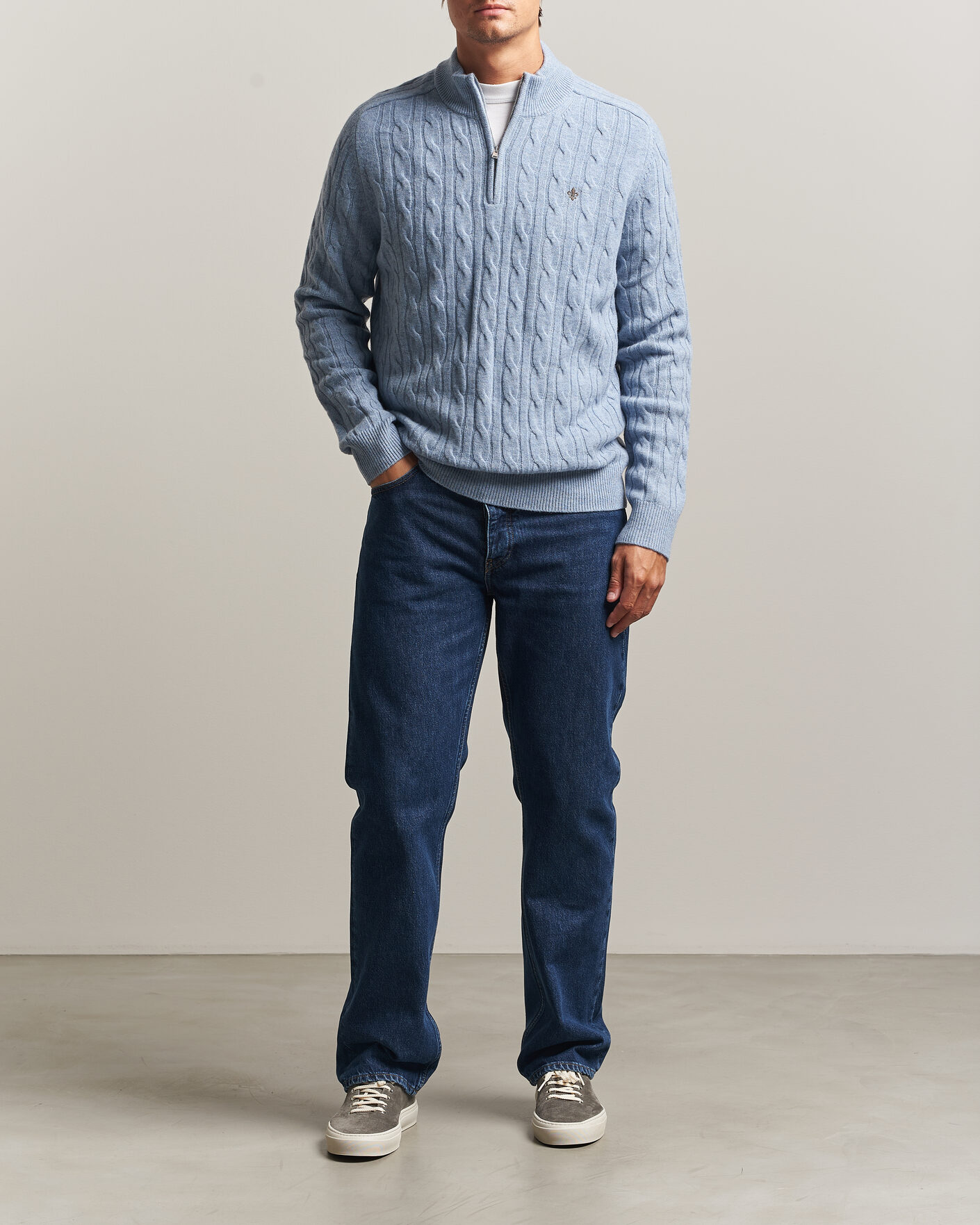 Herre | Trøjer | Morris | Hertford Cable Half Zip Blue