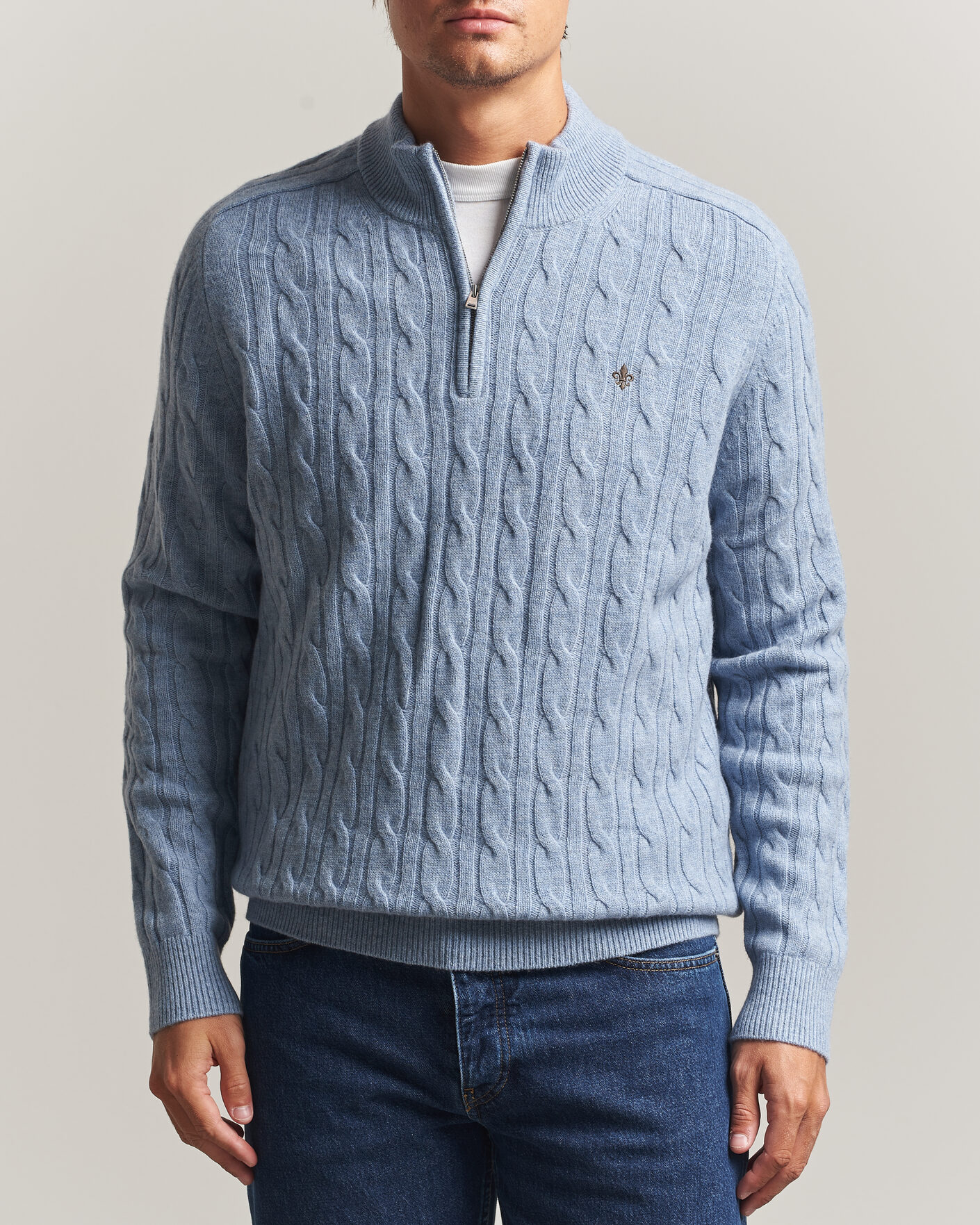 Herre | Trøjer | Morris | Hertford Cable Half Zip Blue