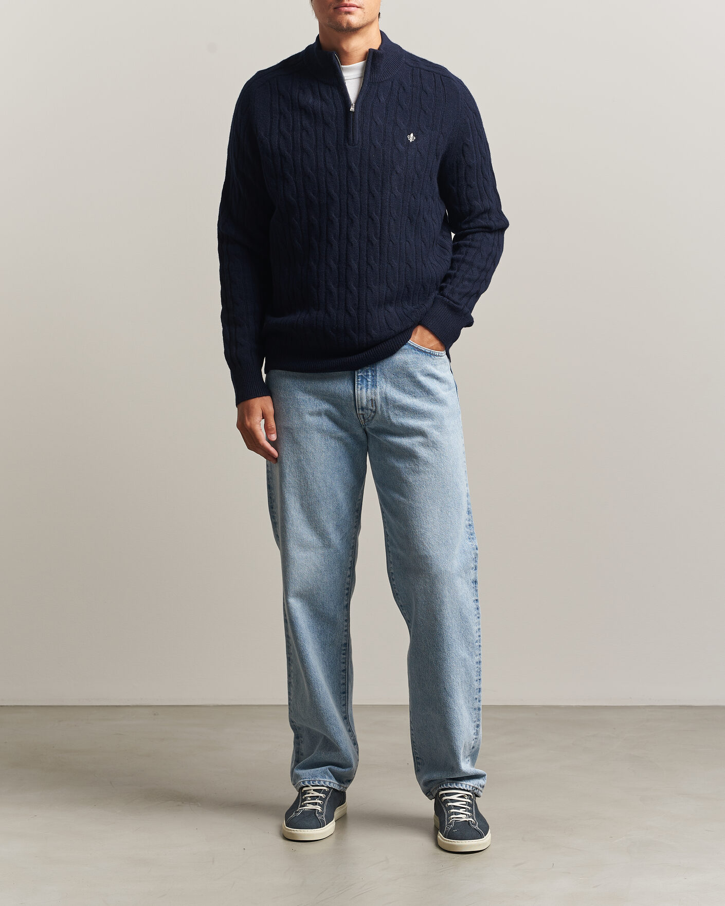 Herre | Trøjer | Morris | Hertford Cable Half Zip Navy