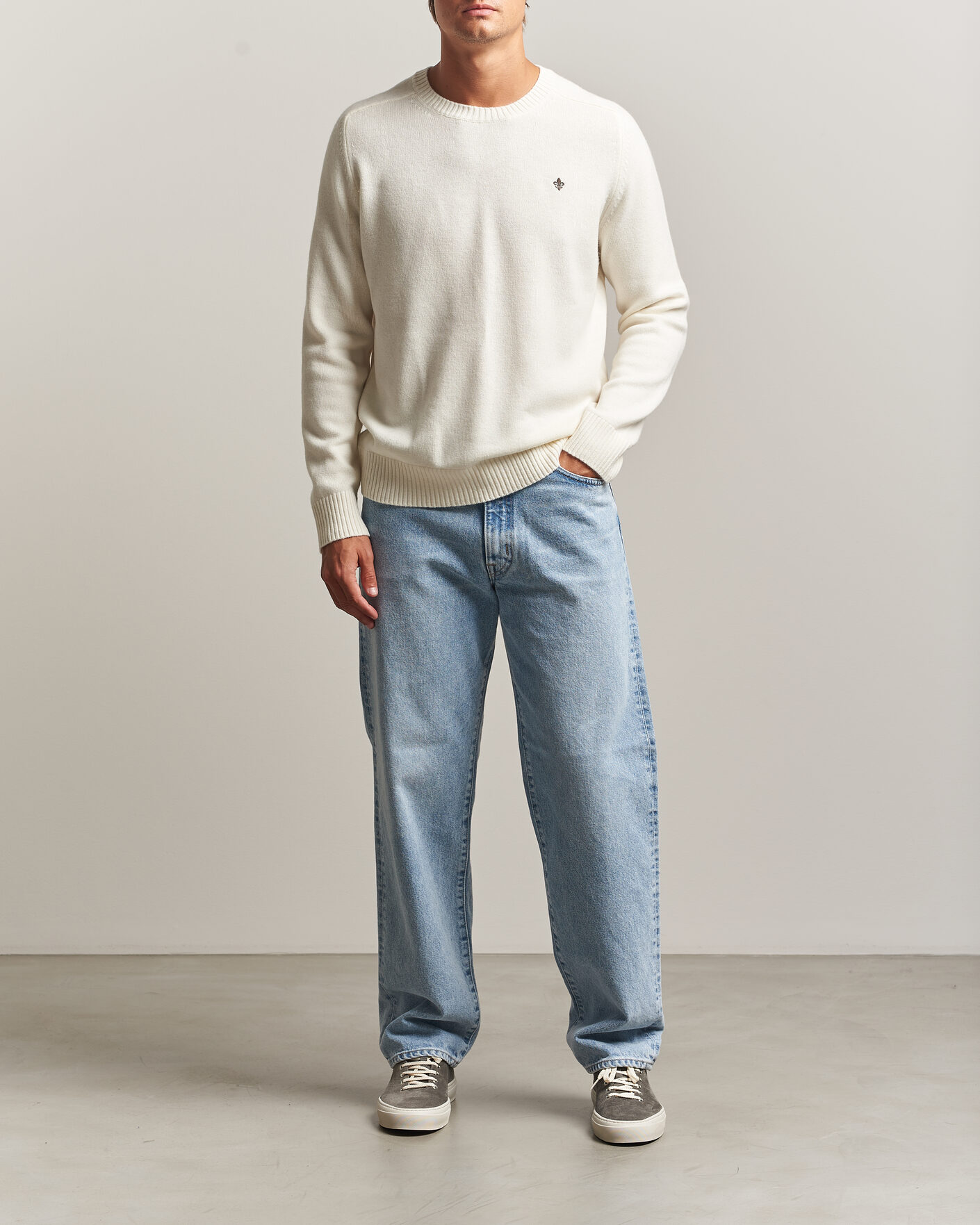 Herre | Trøjer | Morris | Hertford Lambswool Crew Neck Off White