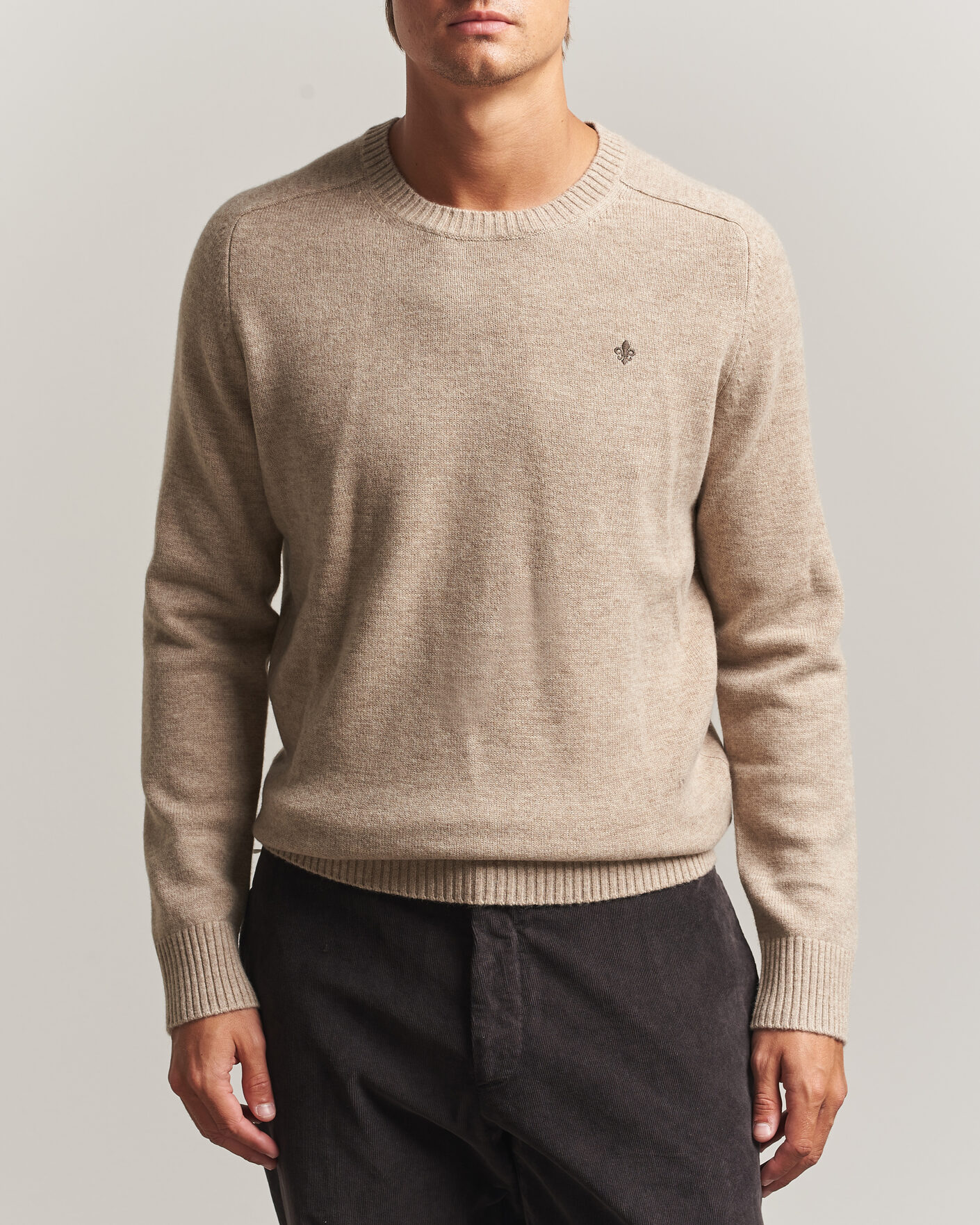 Herre | Trøjer | Morris | Hertford Lambswool Crew Neck Khaki