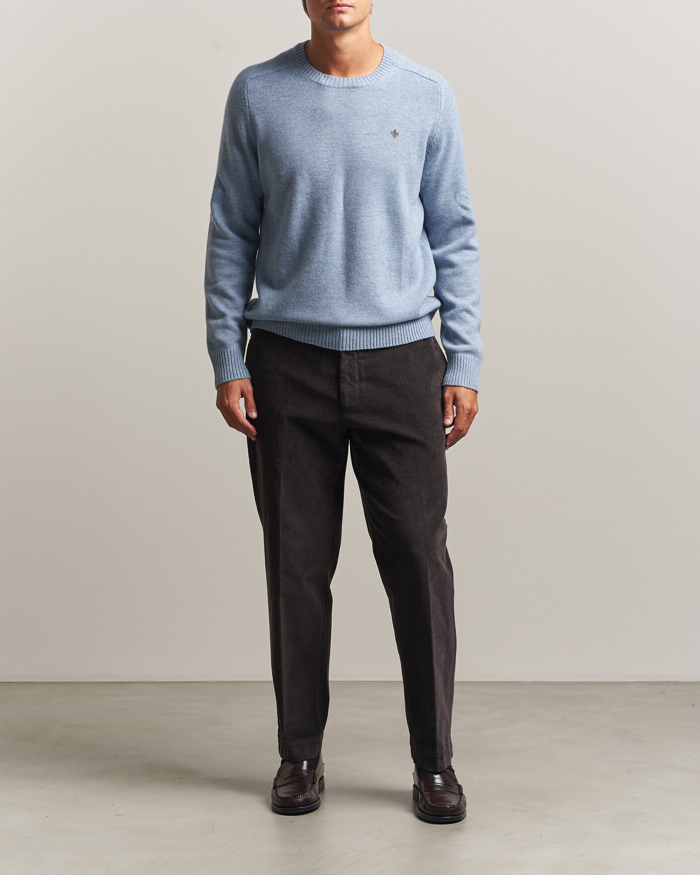 Herre | Trøjer | Morris | Hertford Lambswool Crew Neck Blue