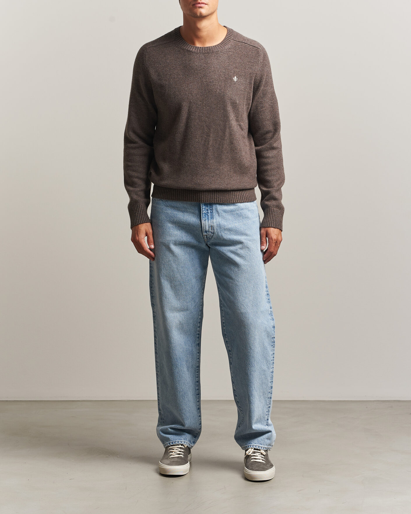 Herre | Trøjer | Morris | Hertford Lambswool Crew Neck Brown