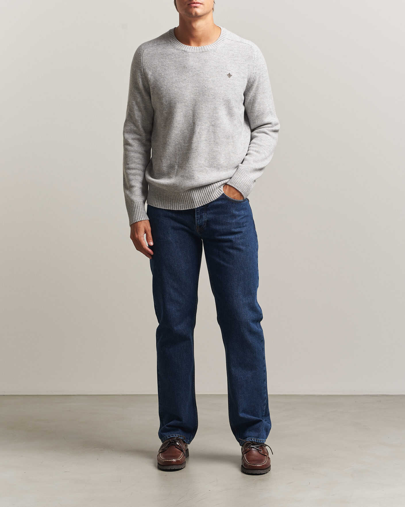 Herre | Trøjer | Morris | Hertford Lambswool Crew Neck Grey