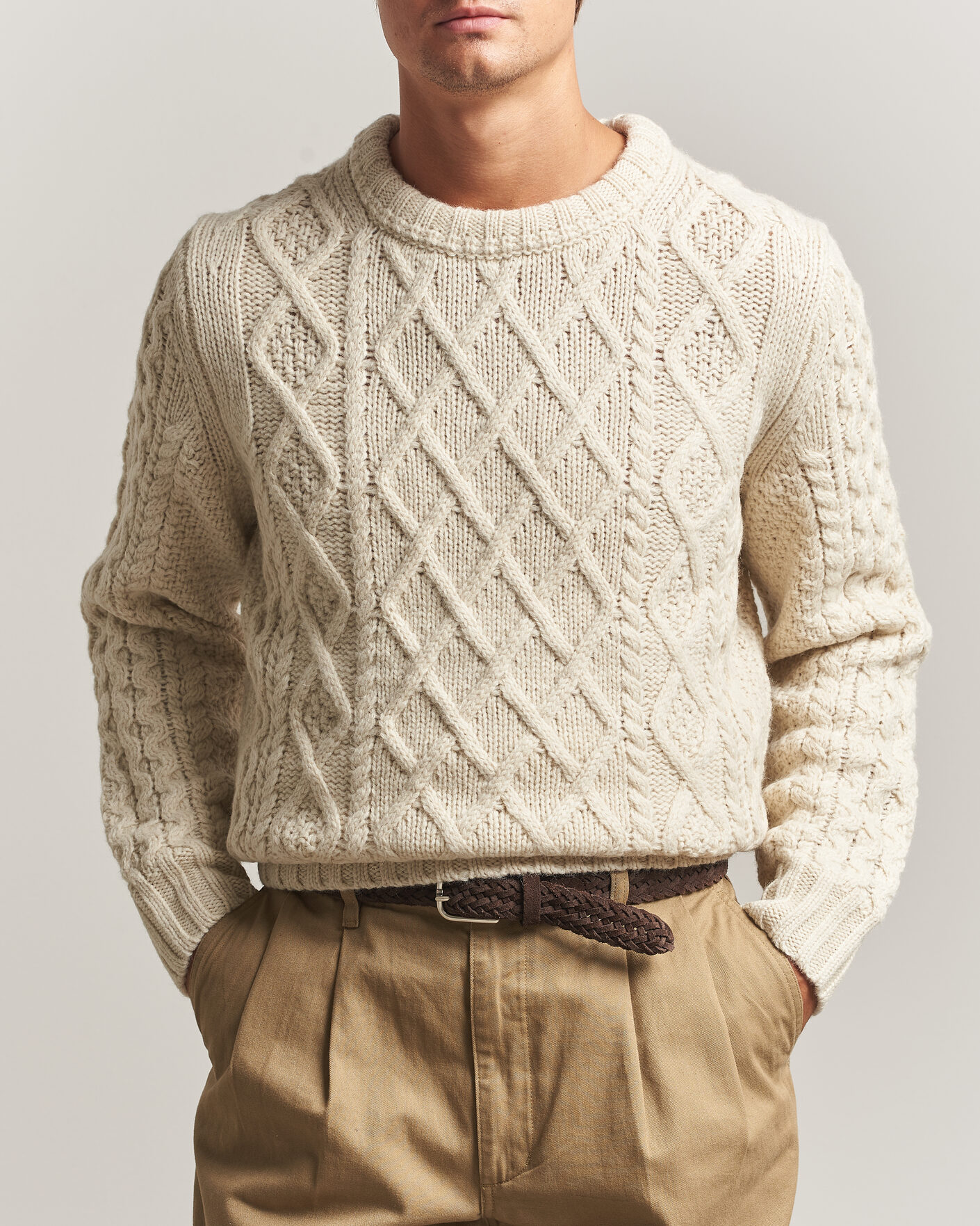 Herre | Trøjer | Morris | Ramsey Cable Sweater Off White