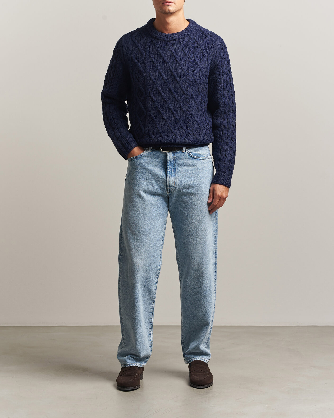 Herre | Trøjer | Morris | Ramsey Cable Sweater Navy