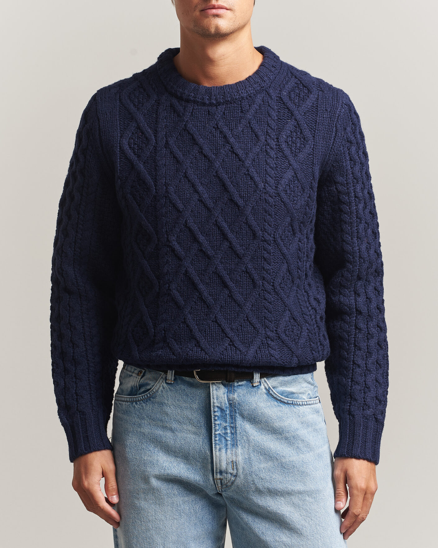 Herre | Trøjer | Morris | Ramsey Cable Sweater Navy