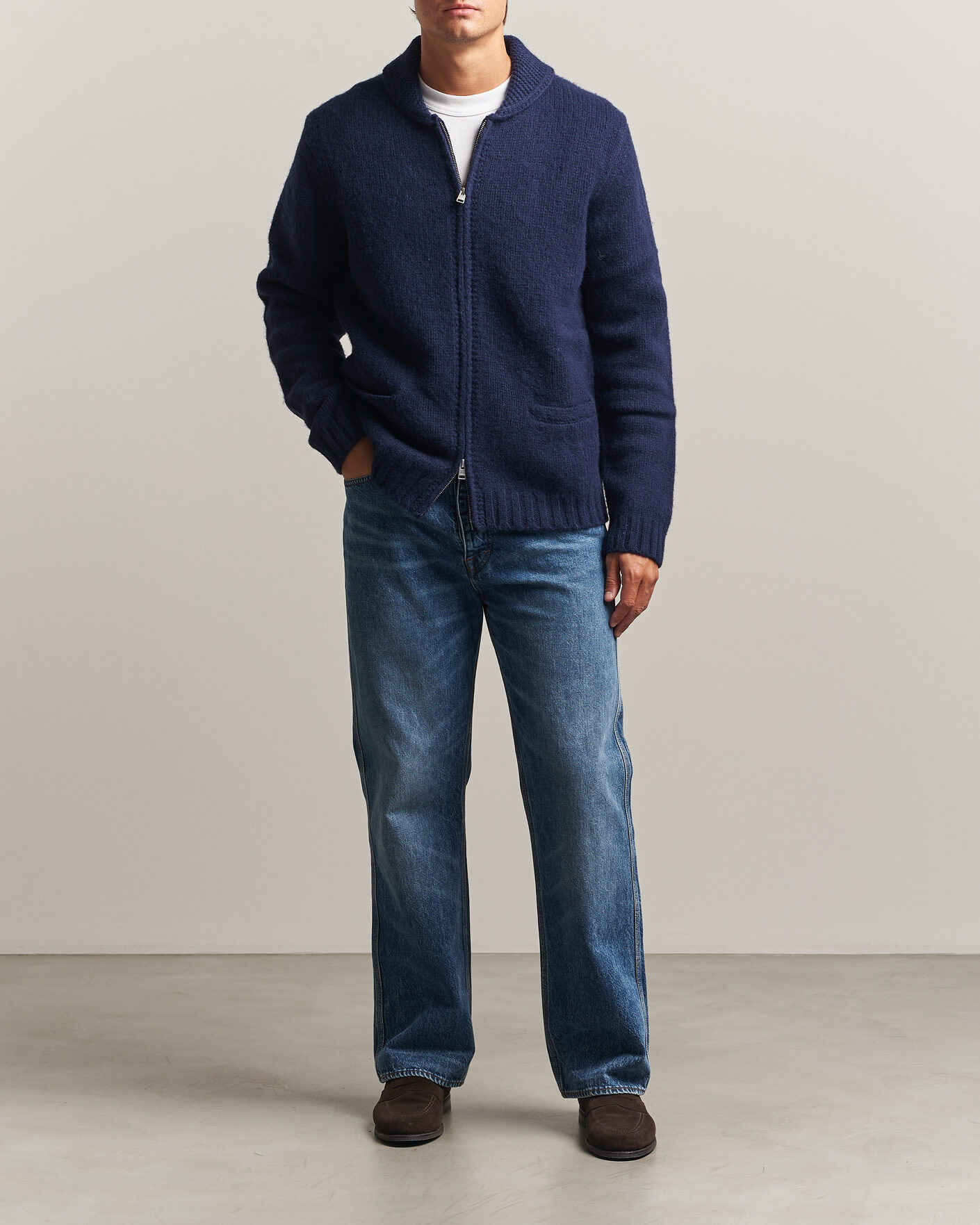 Herre | Trøjer | Morris | Boyd Zip Cardigan Navy