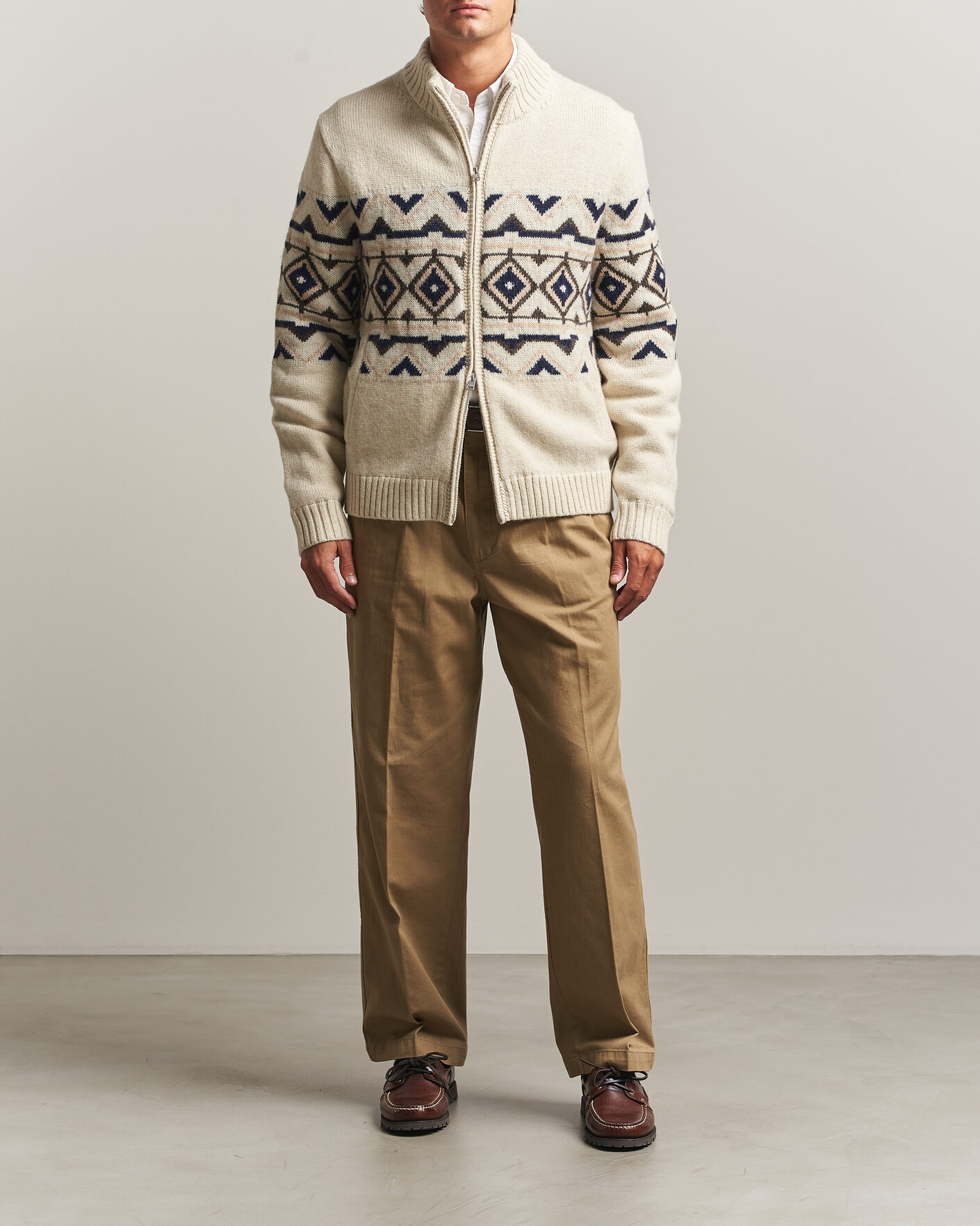 Herre | Trøjer | Morris | Hadley Zip Cardigan Off White