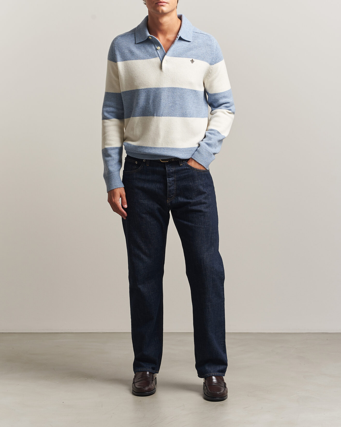 Herre | Trøjer | Morris | Hertford Knitted Polo Blue
