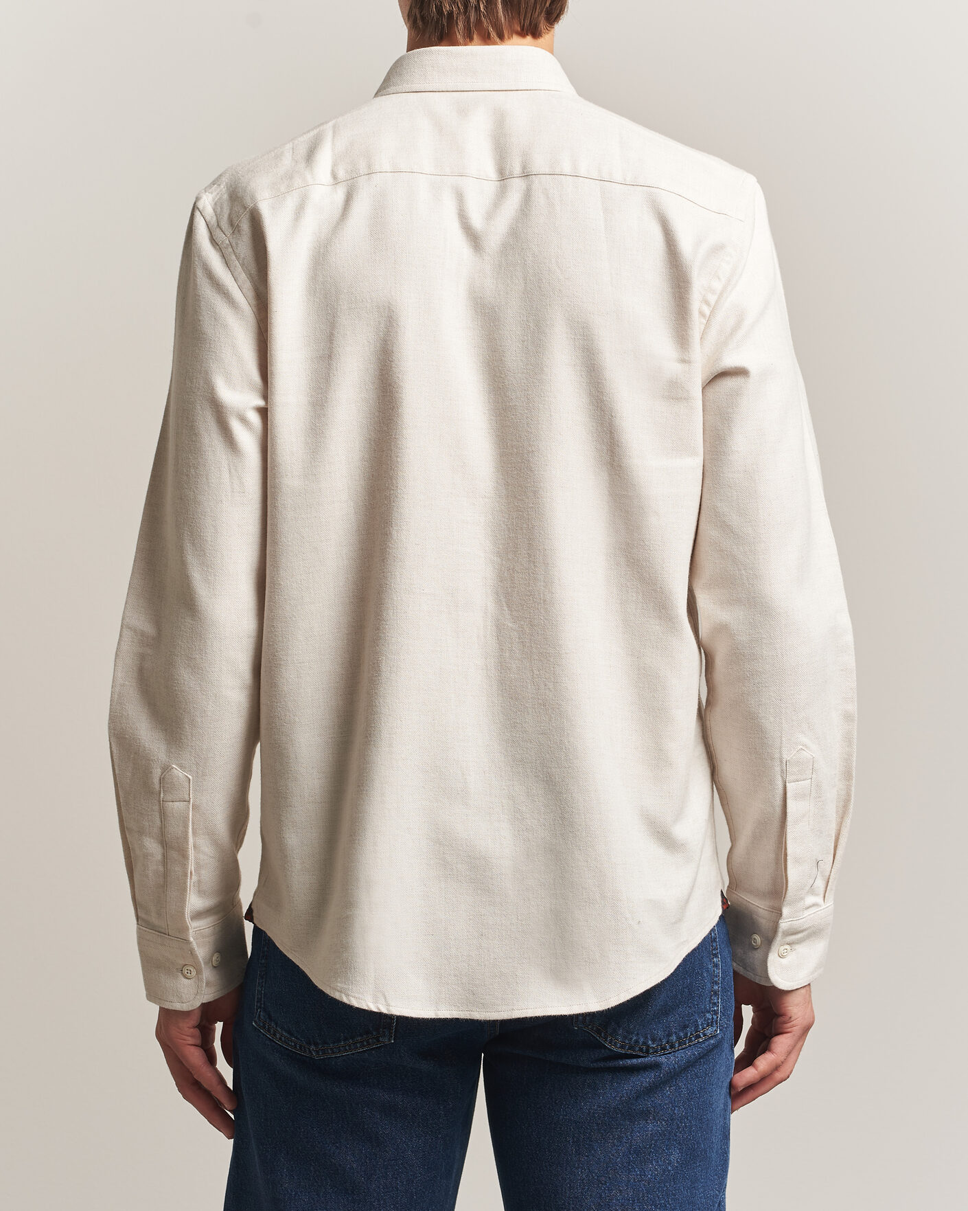 Herre | Skjorter | Morris | Flannel Herringbone Shirt Off White