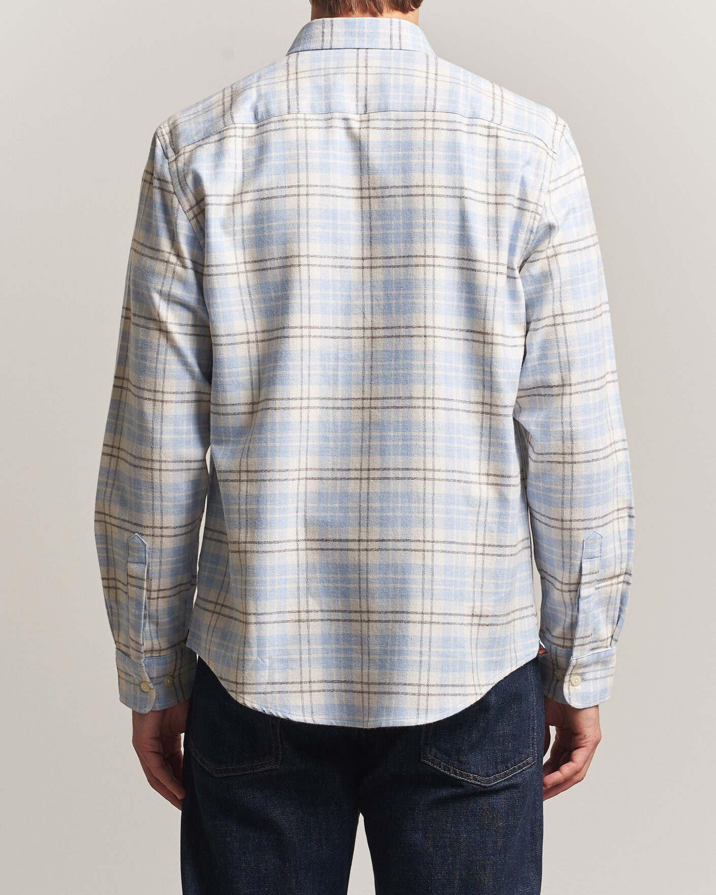 Herre | Skjorter | Morris | Flannel Mouliné Shirt Light Blue