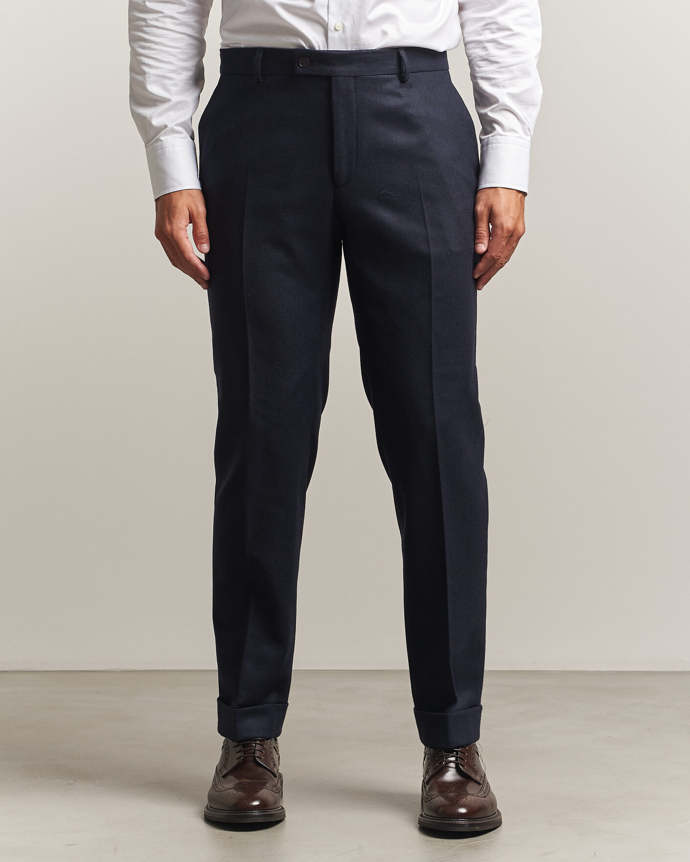 Herre | Bukser | Morris | Flannel Suit Trousers Navy