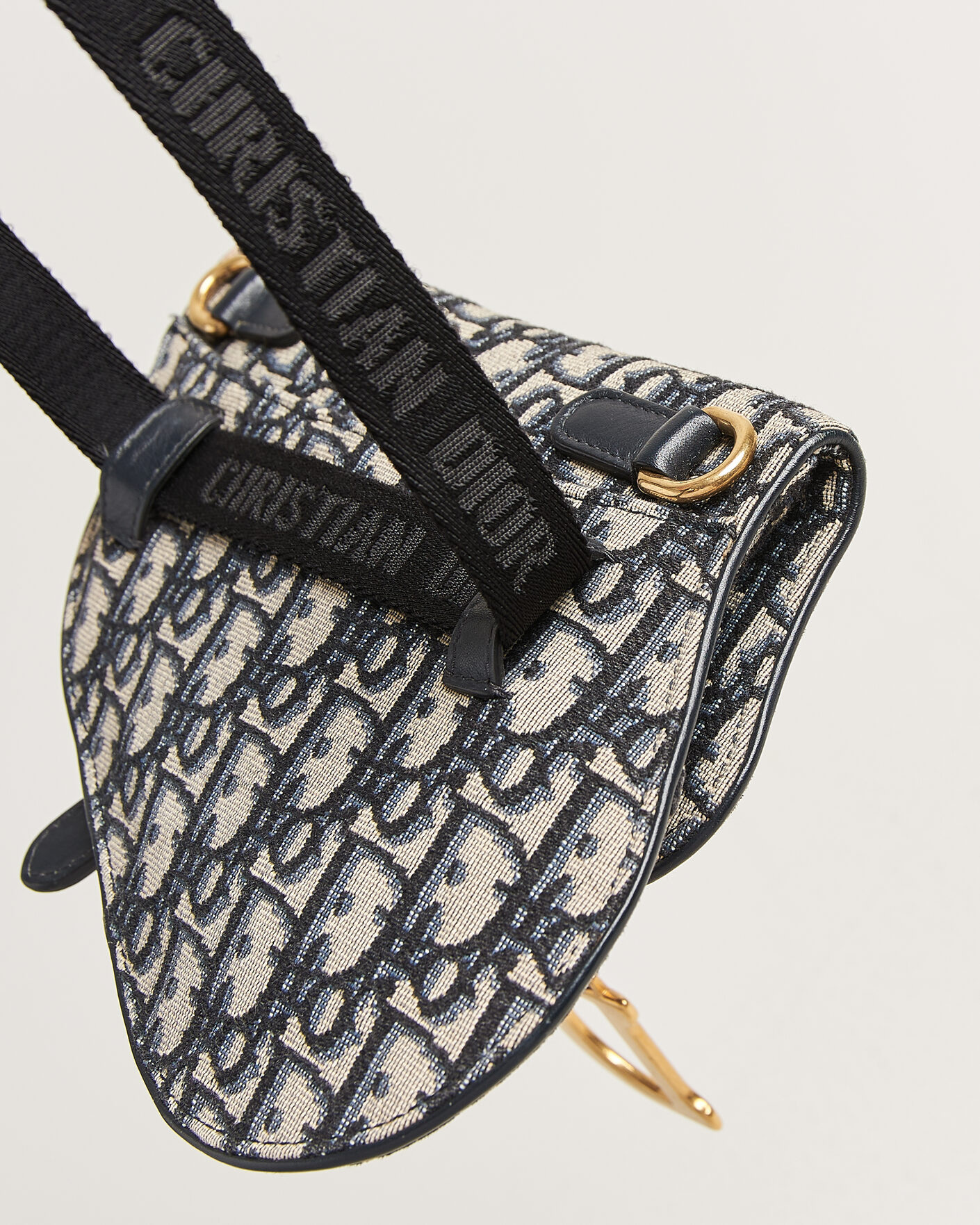 Herre | Pre-Owned & Vintage Bags | Dior Pre-Owned | Saddle Belt Pouch Bag Oblique Jacquard Blue