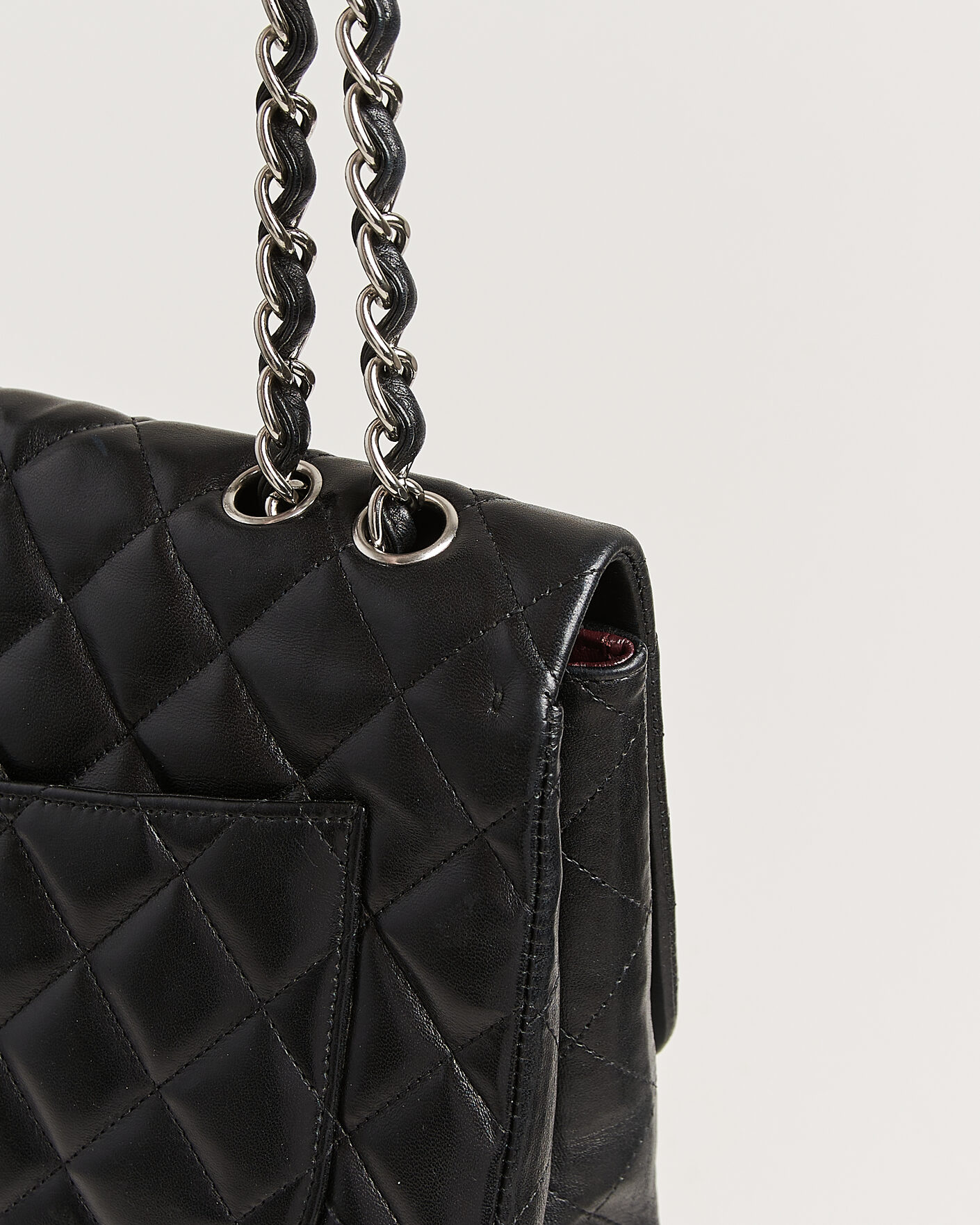 Herre | Chanel Pre-Owned Classic Jumbo Single Flap Bag Lambskin Black | Chanel Pre-Owned | Classic Jumbo Single Flap Bag Lambskin Black