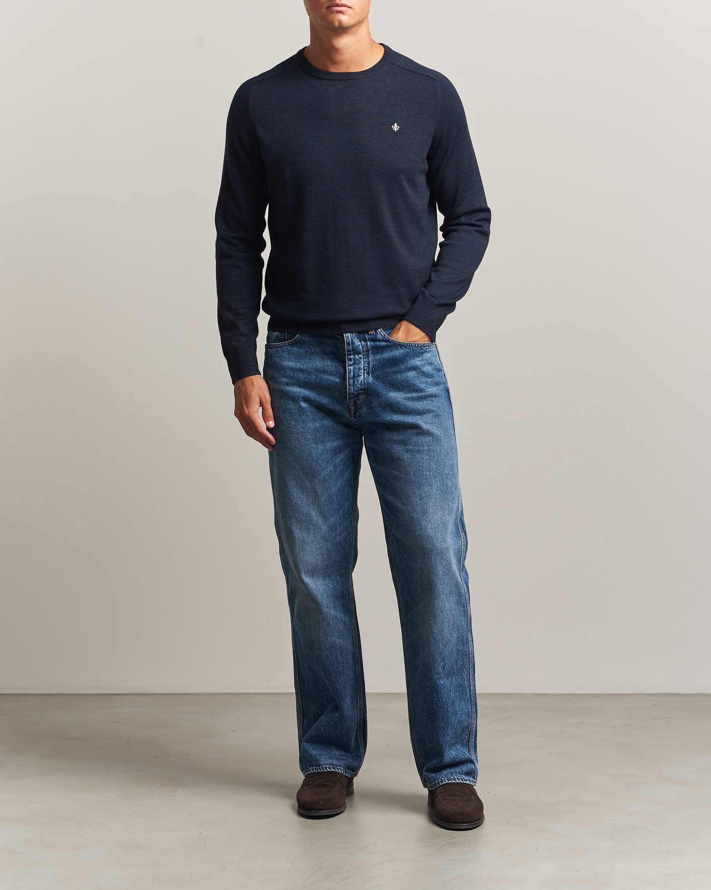 Herre | Trøjer | Morris | Merino O-Neck Navy