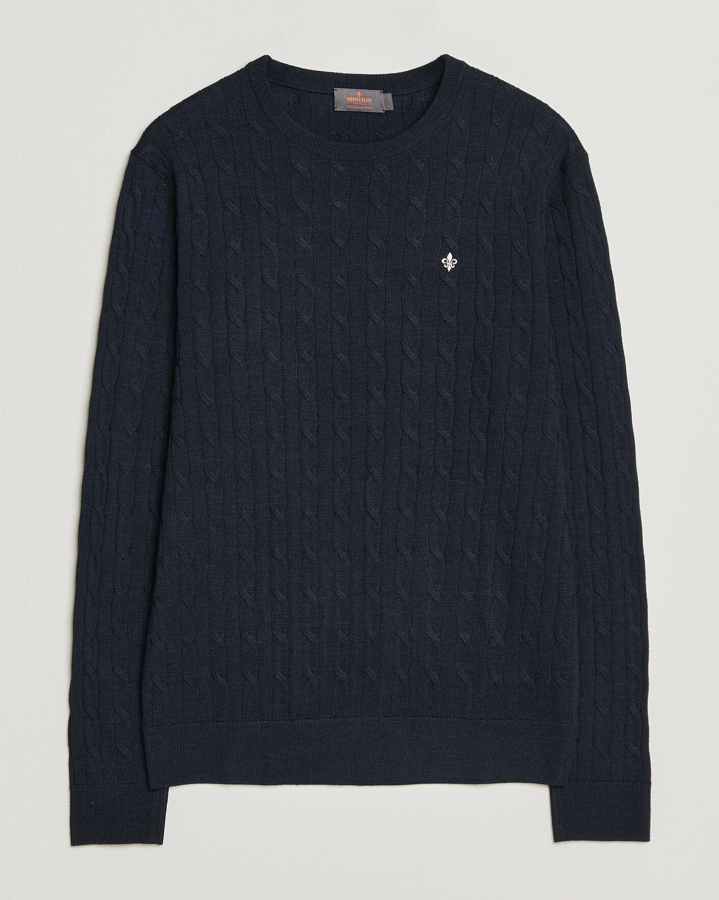 Herre | Trøjer | Morris | Merino Cable O-Neck Navy
