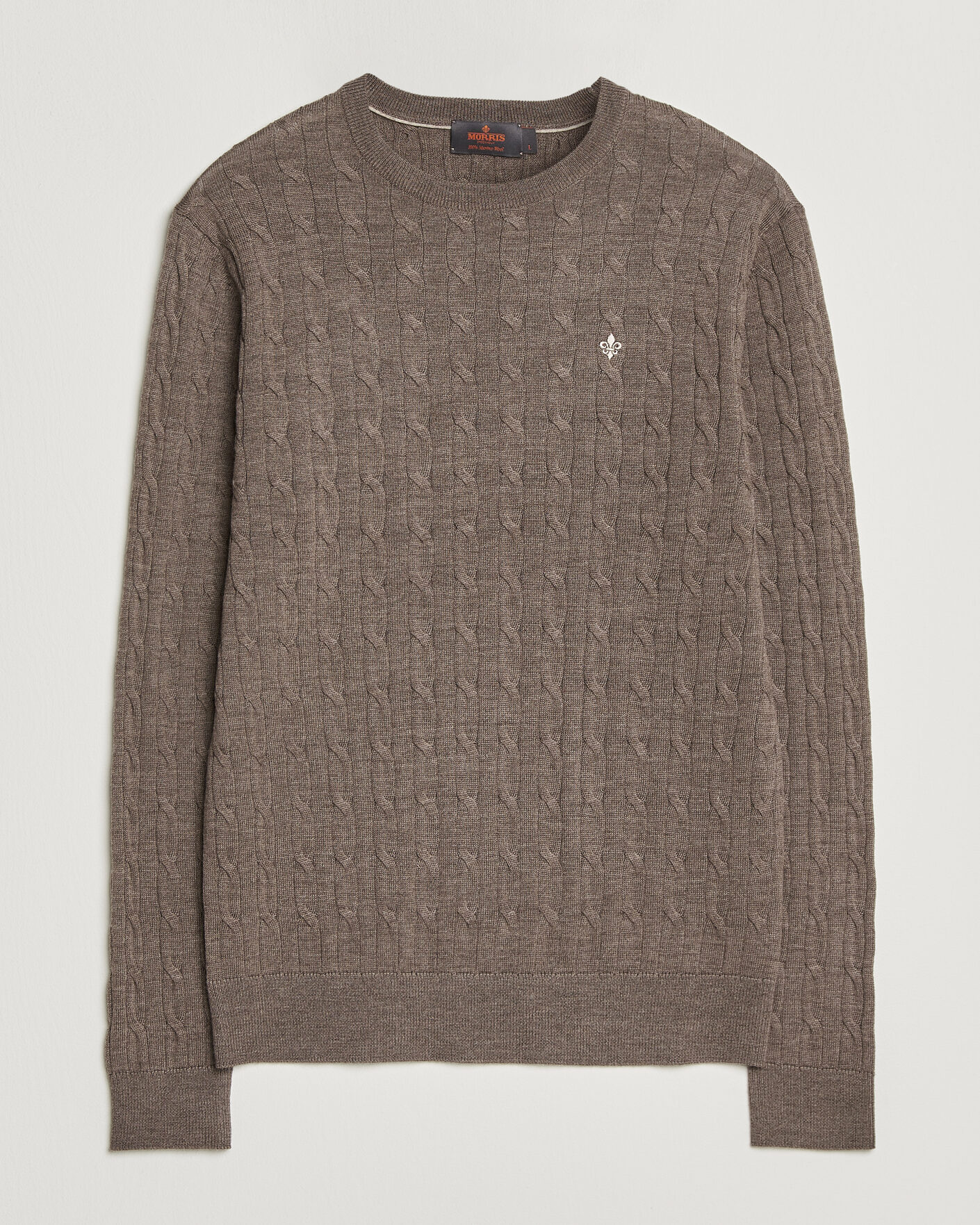 Herre | Trøjer | Morris | Merino Cable O-Neck Brown