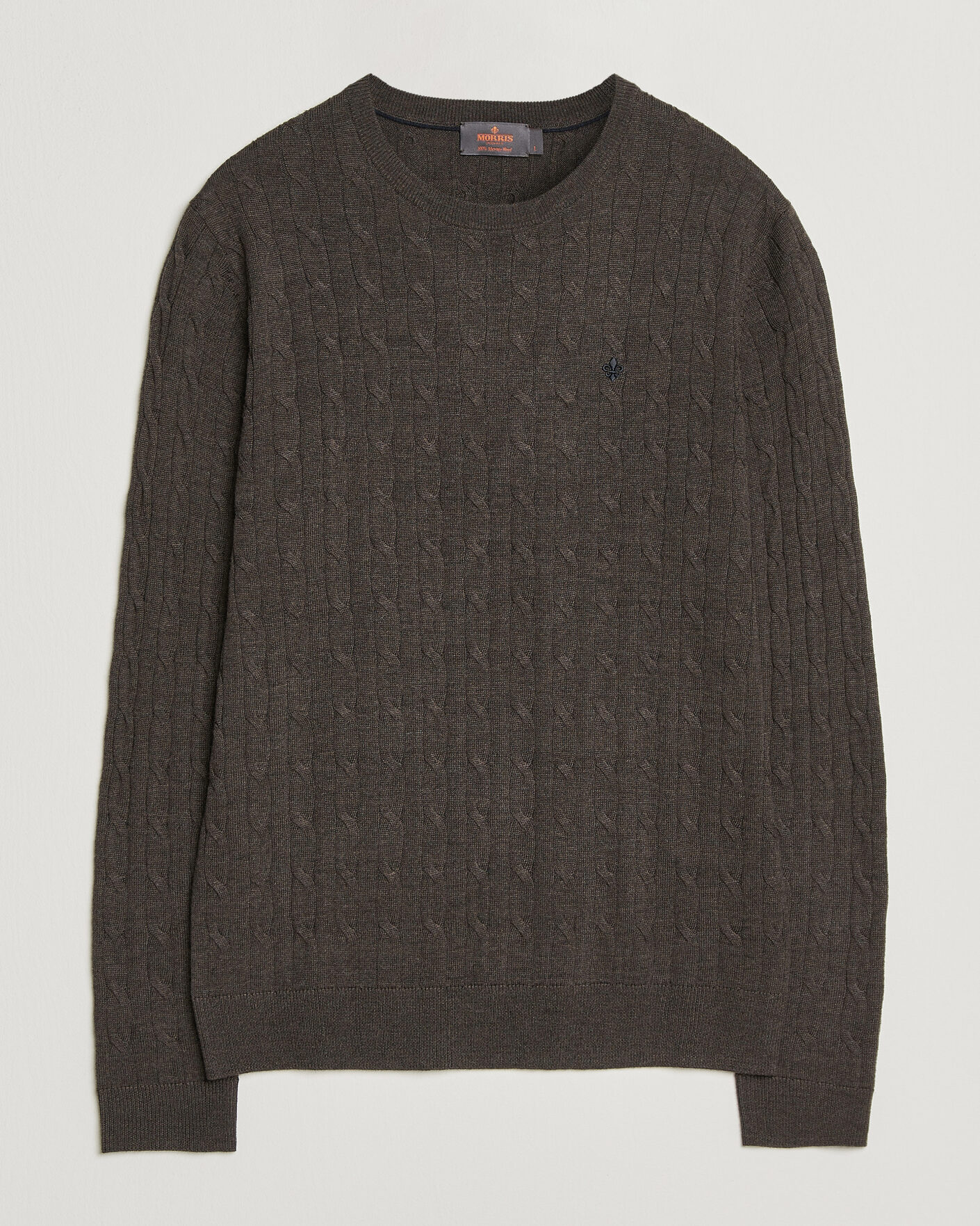 Herre | Trøjer | Morris | Merino Cable O-Neck Brown