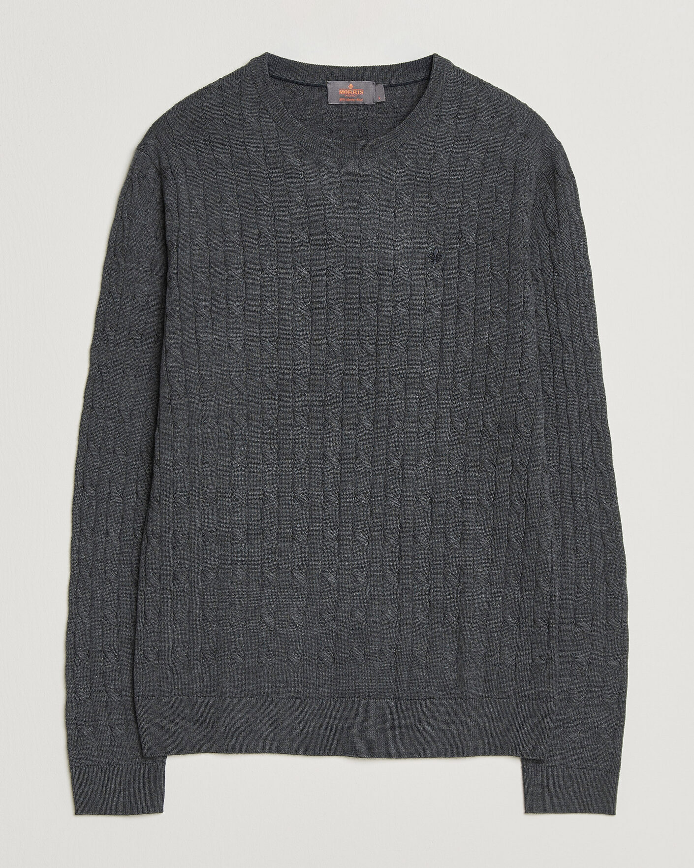 Herre | Trøjer | Morris | Merino Cable O-Neck Grey