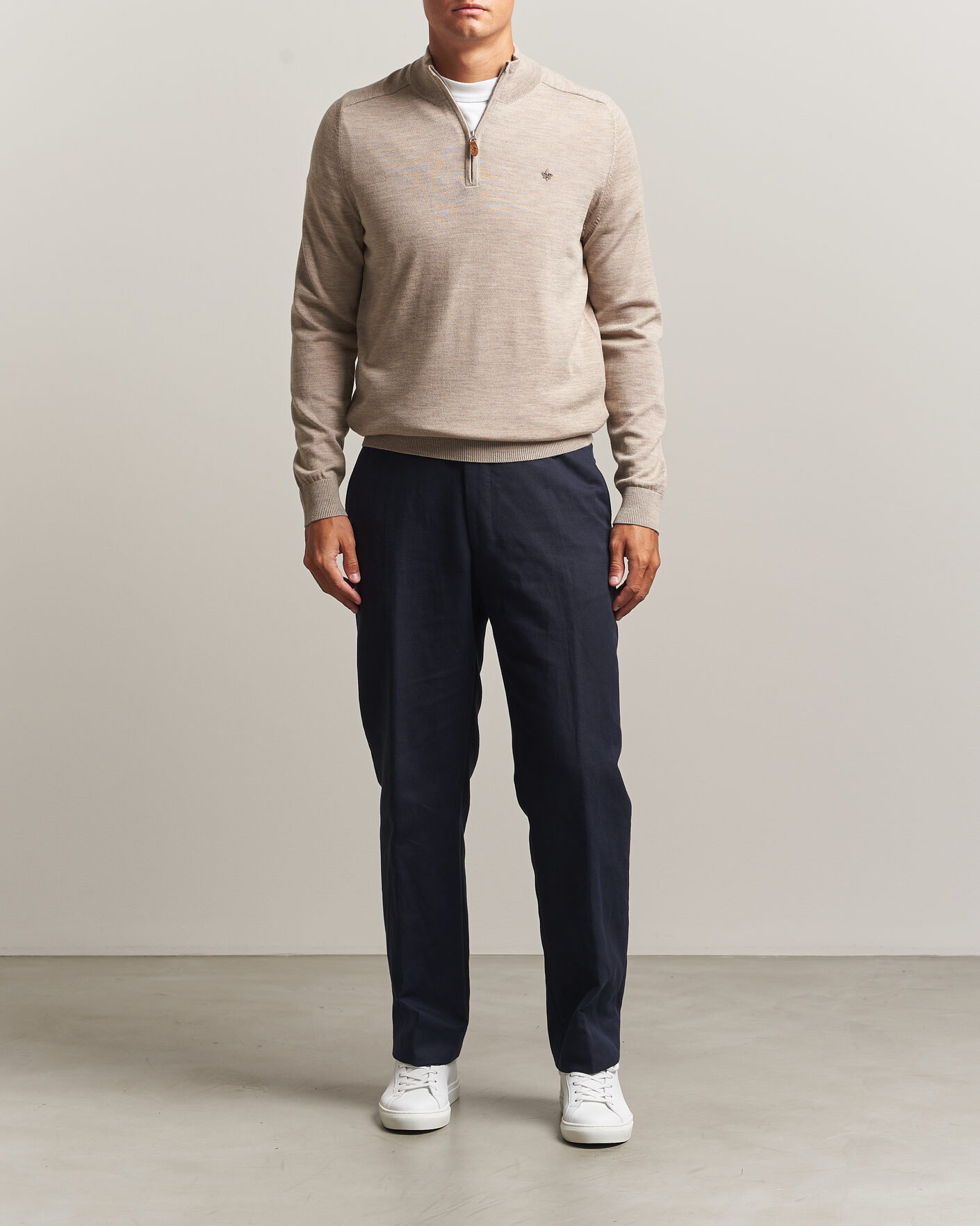 Herre | Trøjer | Morris | John Merino Half Zip Khaki