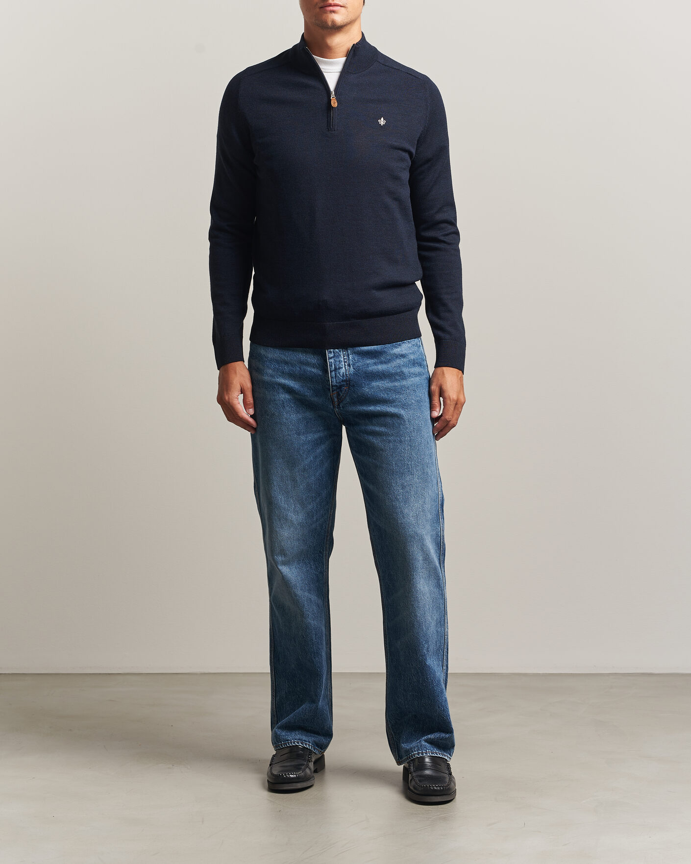 Herre | Trøjer | Morris | John Merino Half Zip Navy