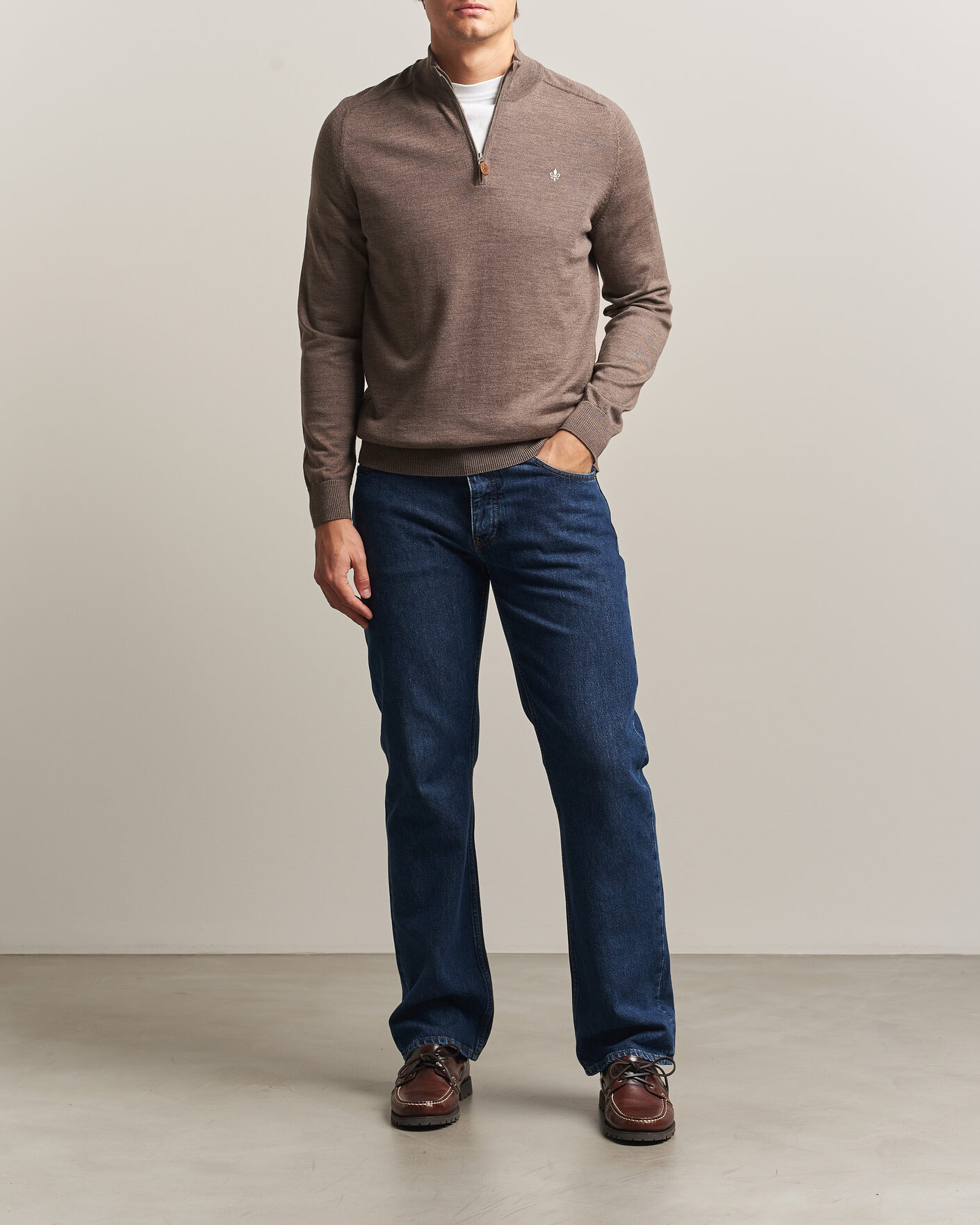 Herre | Trøjer | Morris | John Merino Half Zip Brown