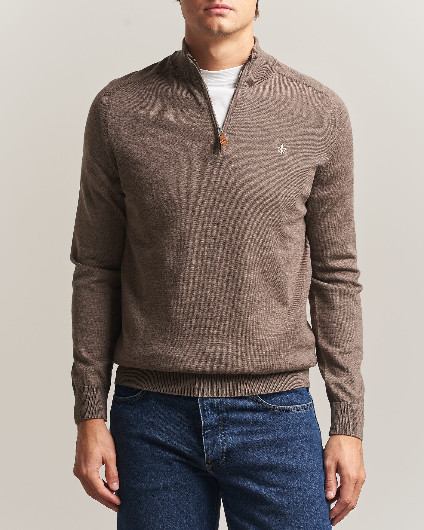 Herre | Trøjer | Morris | John Merino Half Zip Brown