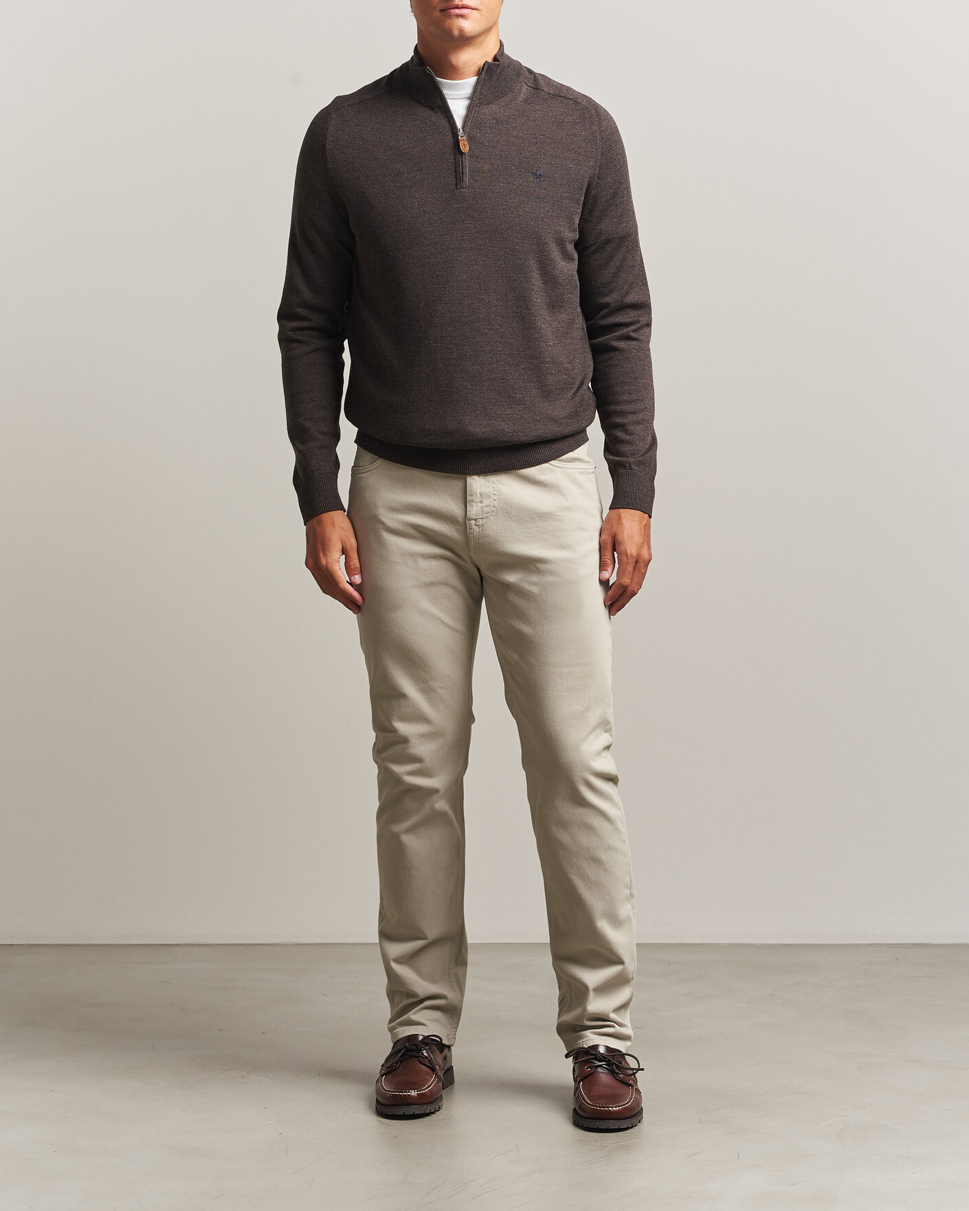 Herre | Trøjer | Morris | John Merino Half Zip Brown