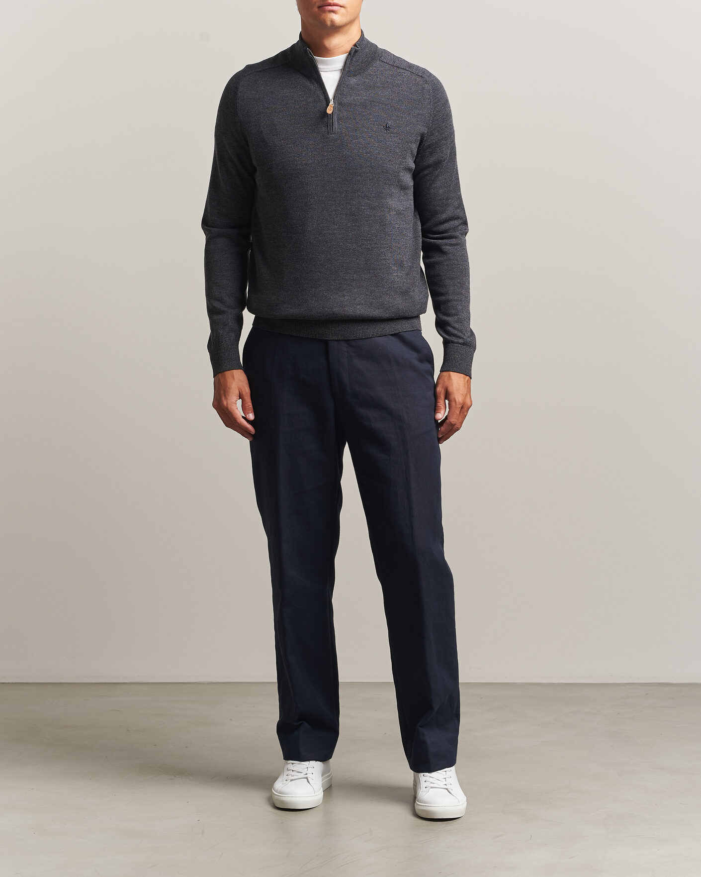 Herre | Trøjer | Morris | John Merino Half Zip Grey
