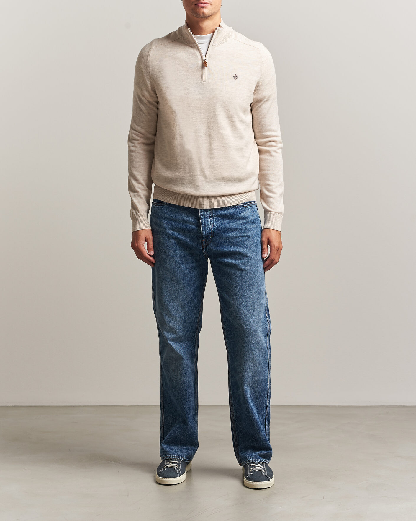 Herre | Trøjer | Morris | John Merino Half Zip Off White