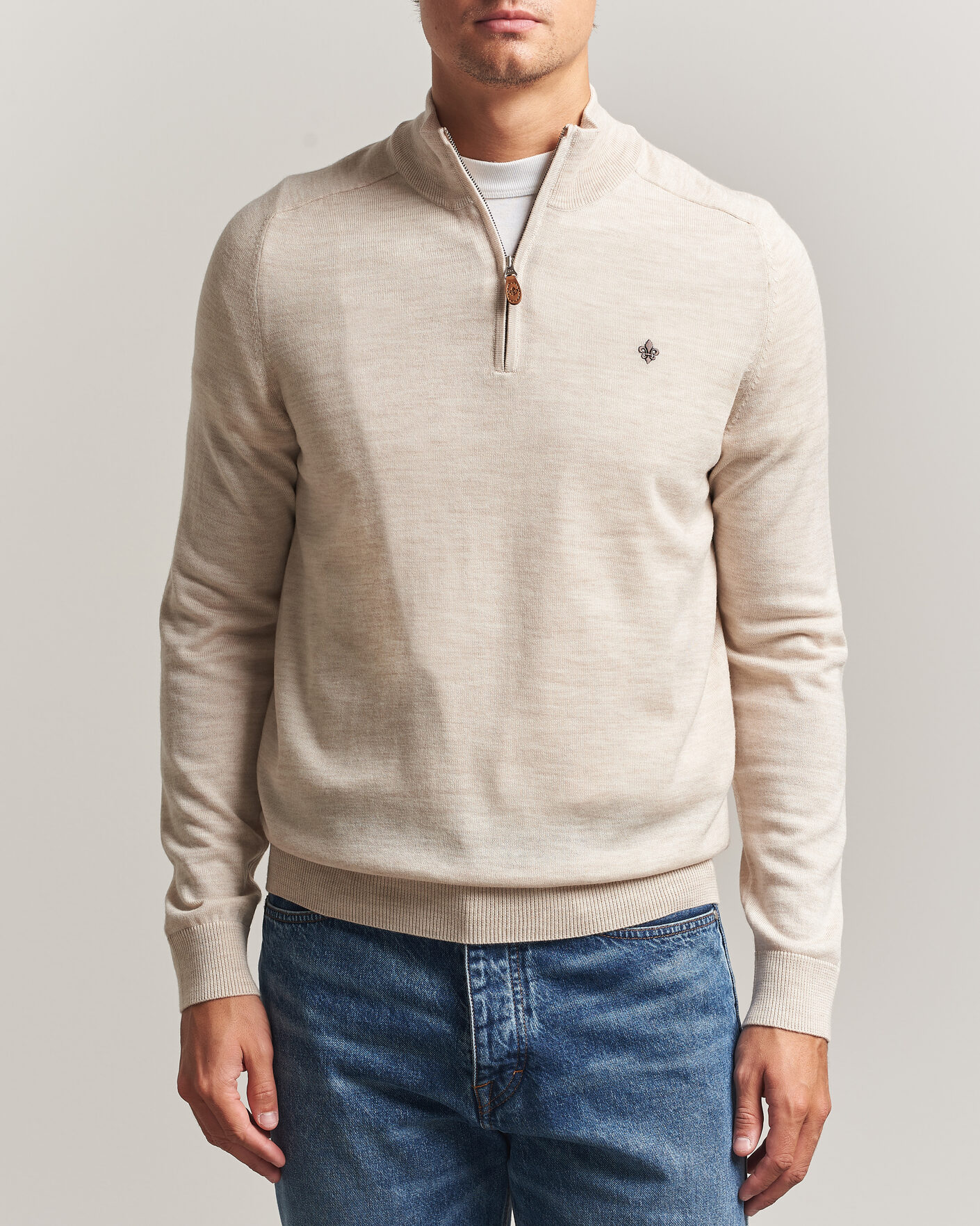 Herre | Trøjer | Morris | John Merino Half Zip Off White