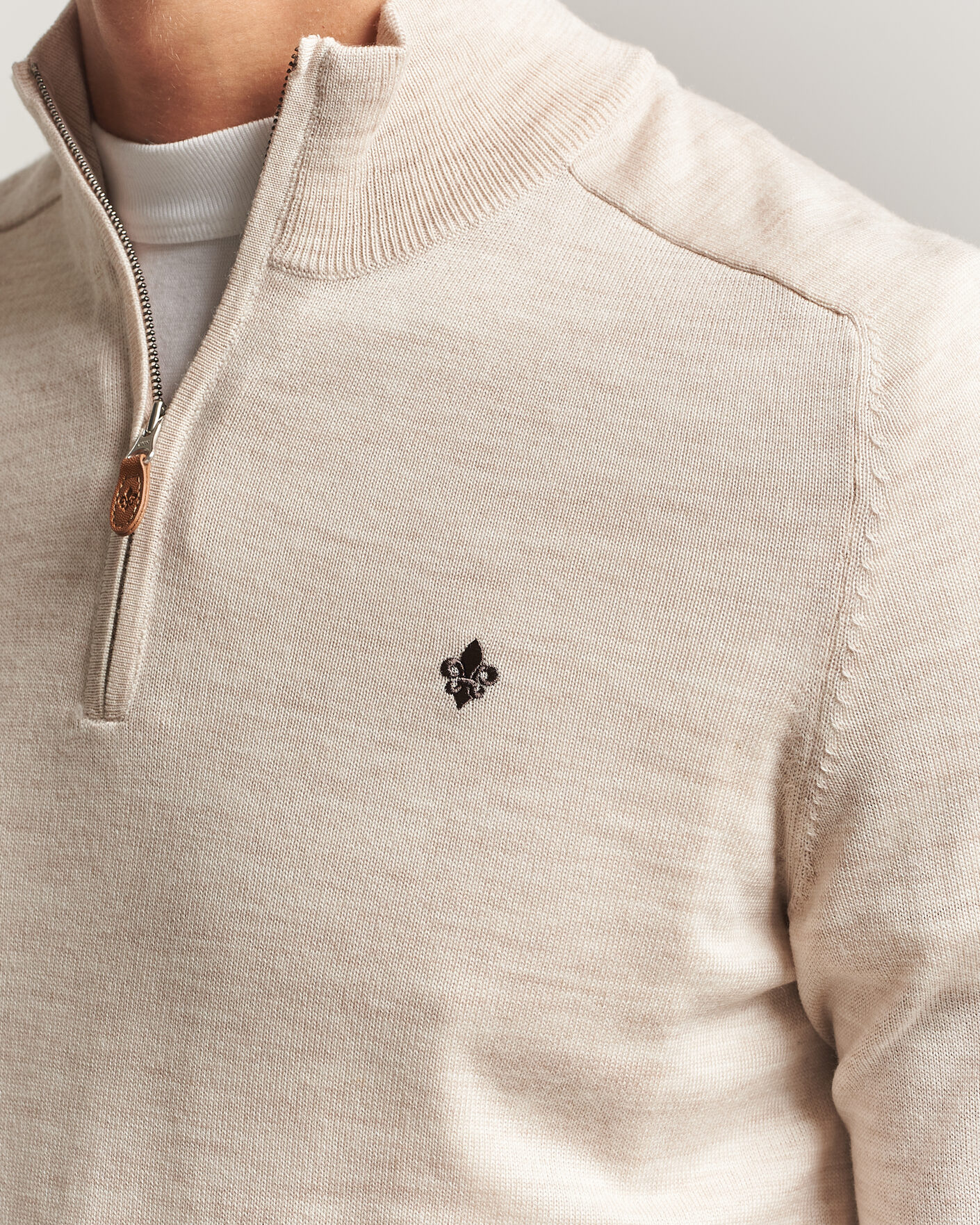 Herre | Trøjer | Morris | John Merino Half Zip Off White
