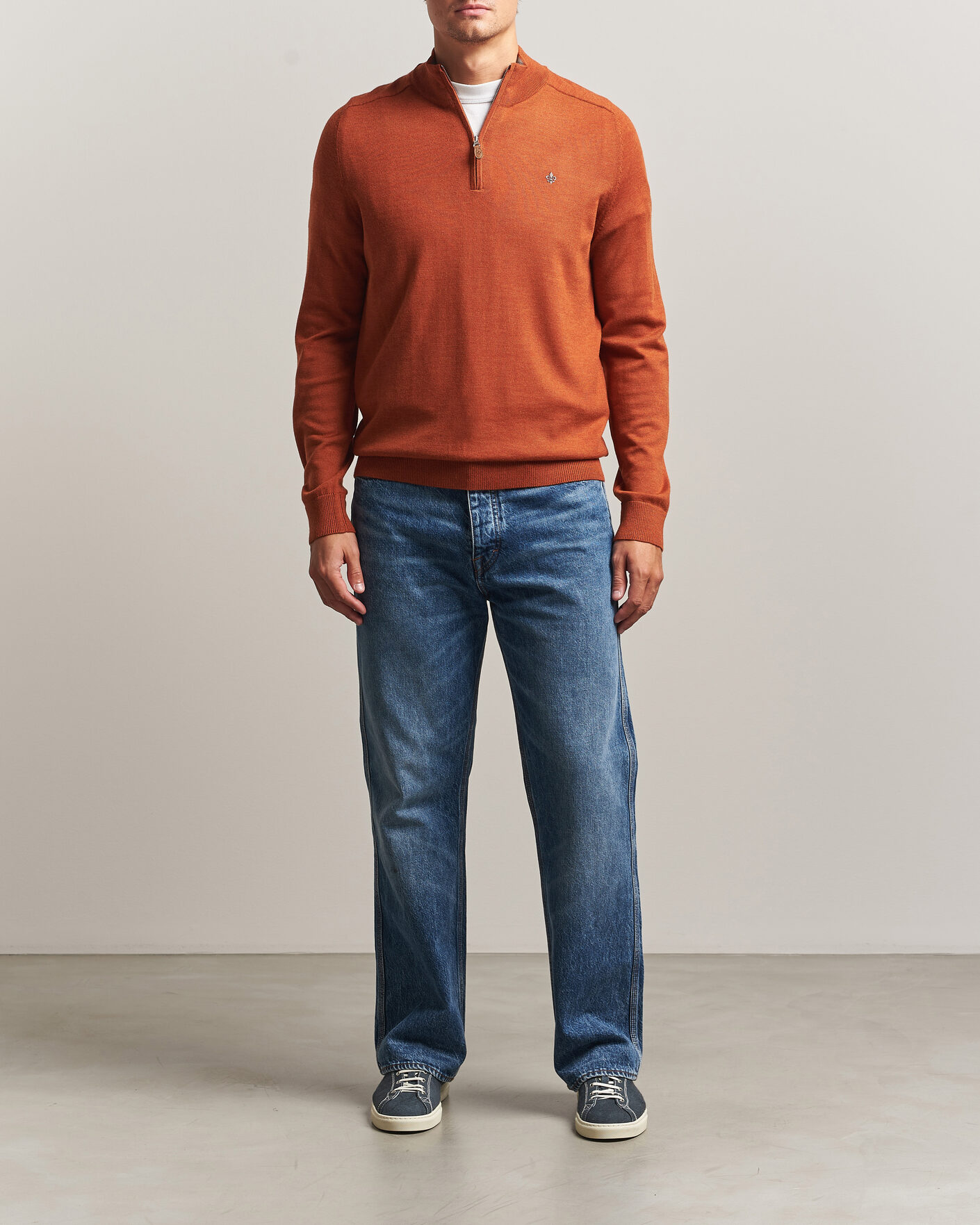Herre | Trøjer | Morris | John Merino Half Zip Orange