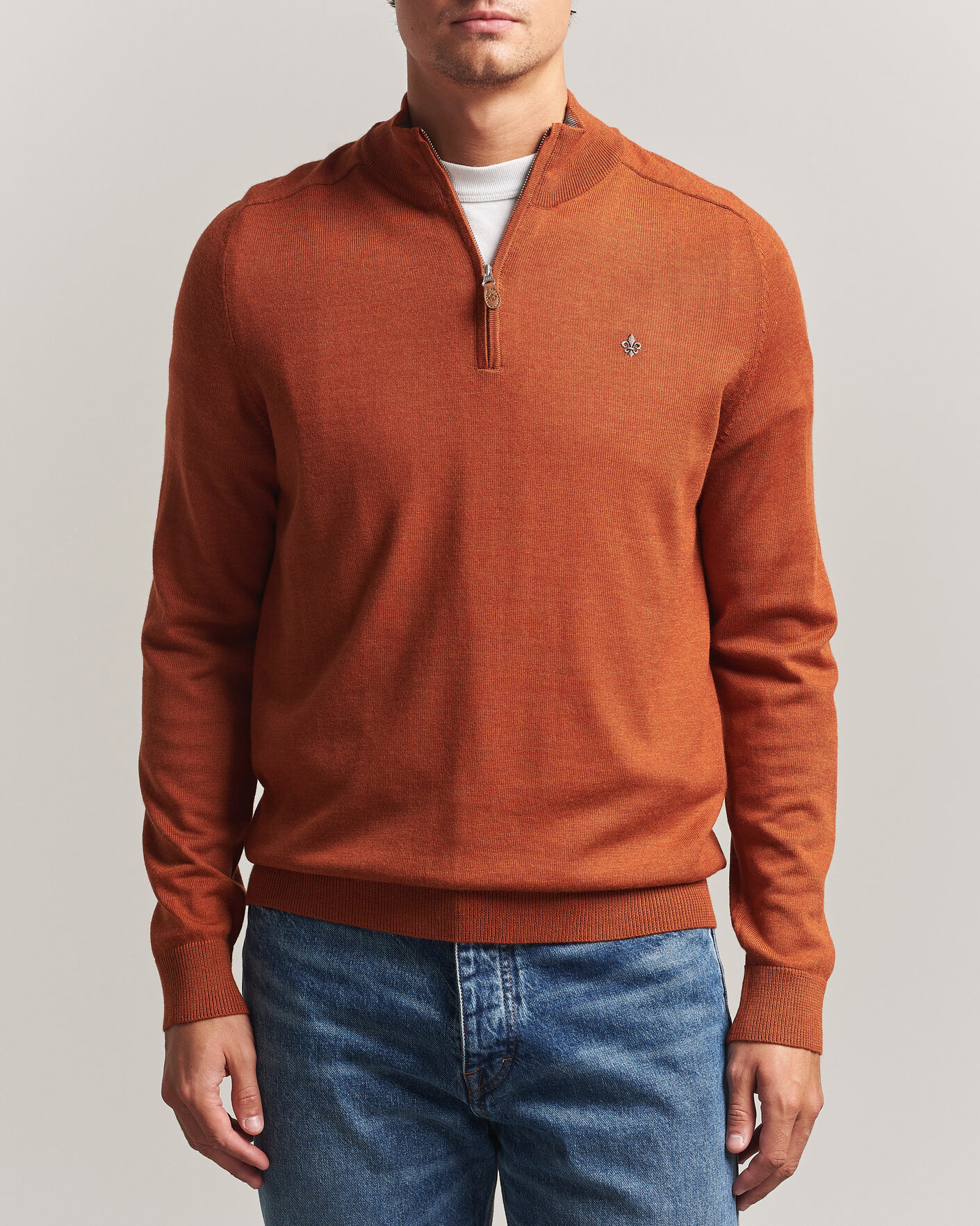 Herre | Trøjer | Morris | John Merino Half Zip Orange
