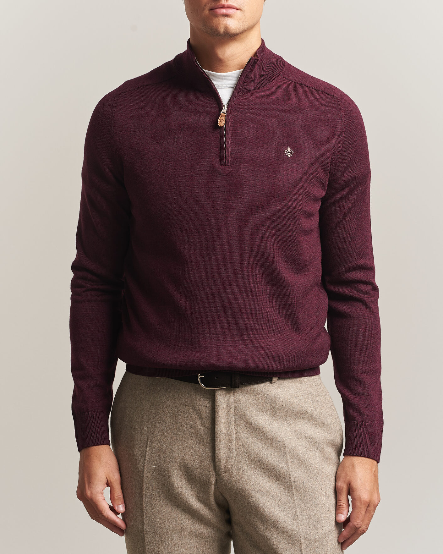 Herre | Trøjer | Morris | John Merino Half Zip Wine Red