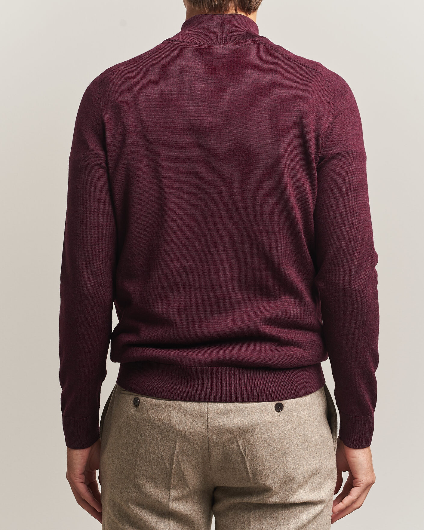 Herre | Trøjer | Morris | John Merino Half Zip Wine Red