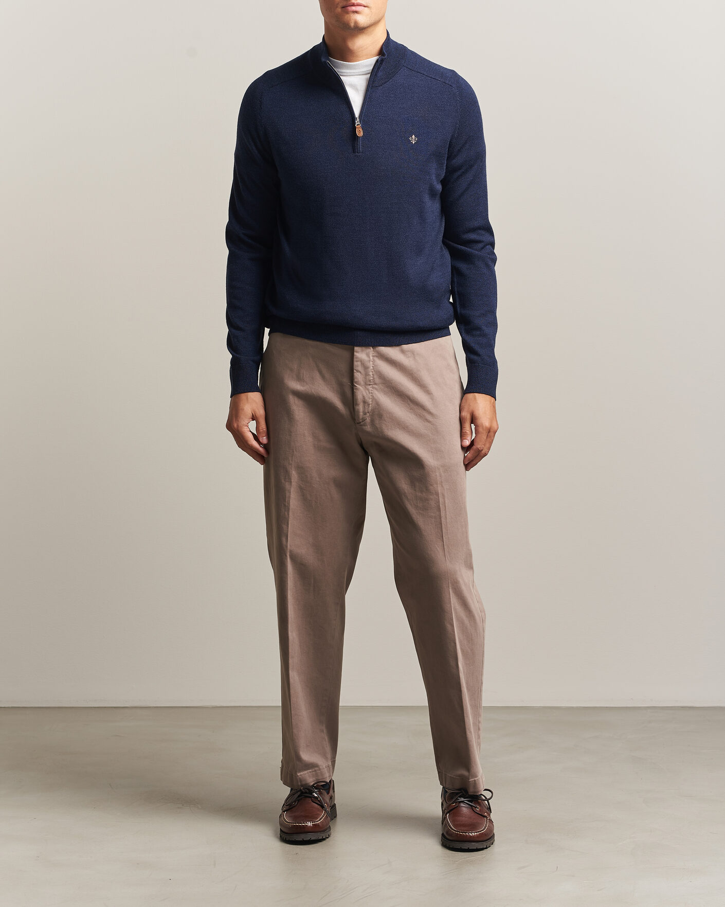 Herre | Trøjer | Morris | John Merino Half Zip Ocean Blue