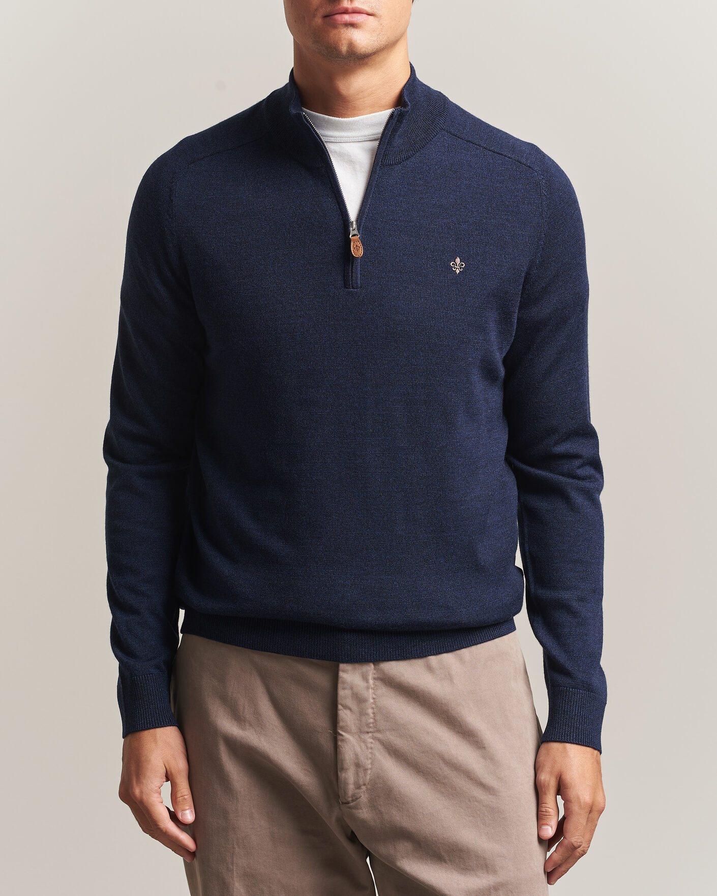 Herre | Trøjer | Morris | John Merino Half Zip Ocean Blue