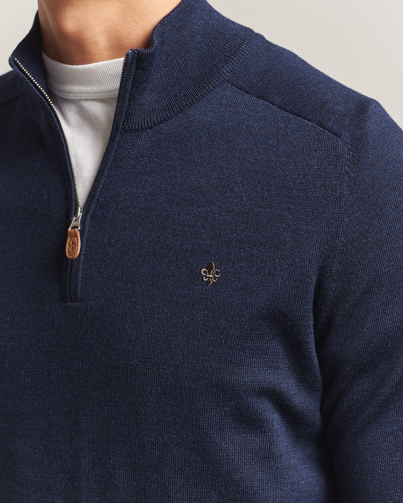Herre | Trøjer | Morris | John Merino Half Zip Ocean Blue