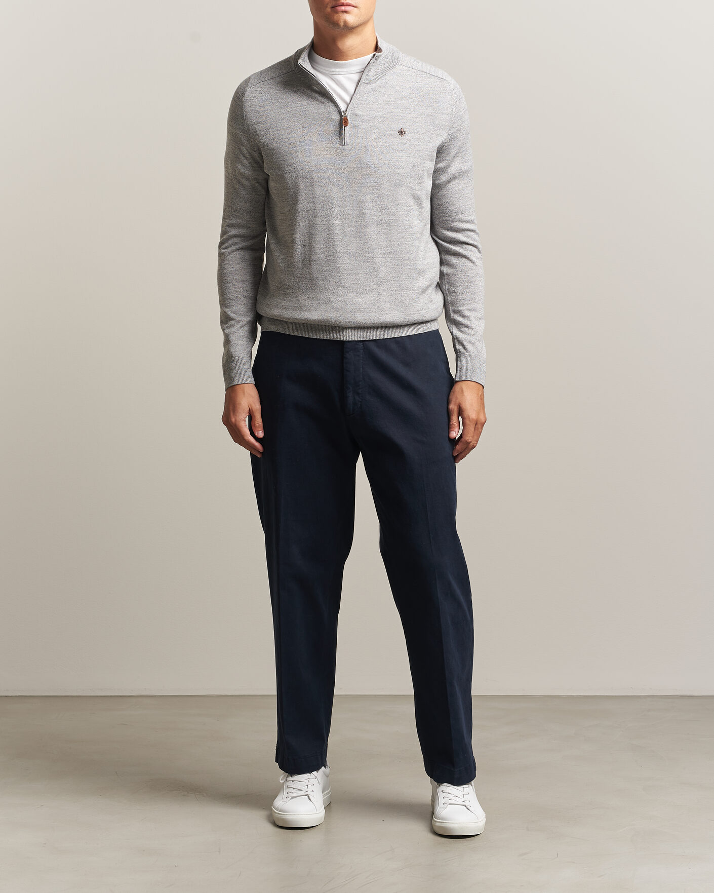 Herre | Trøjer | Morris | John Merino Half Zip Mid Grey