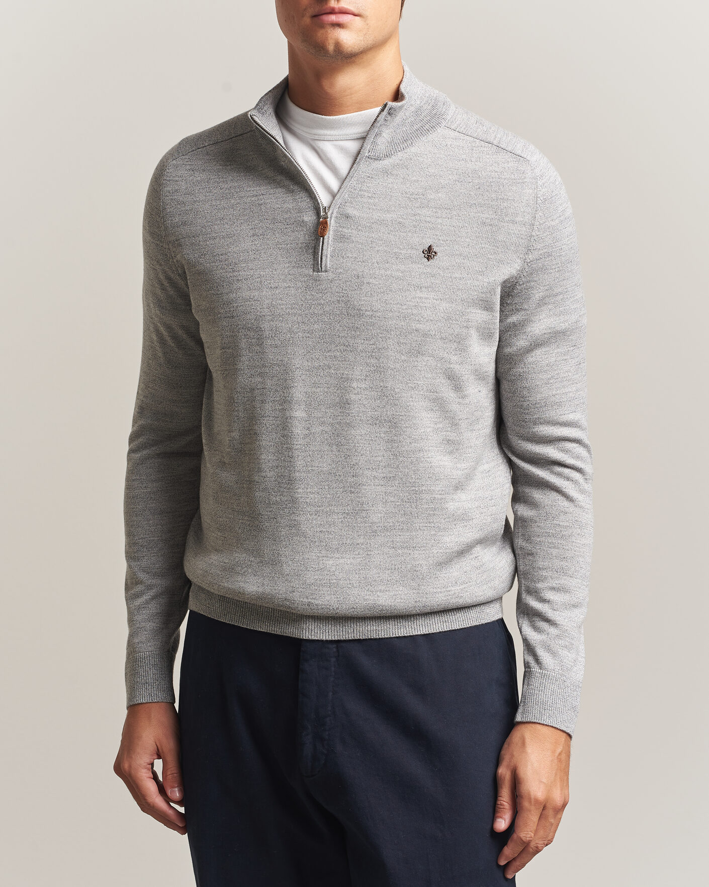 Herre | Trøjer | Morris | John Merino Half Zip Mid Grey
