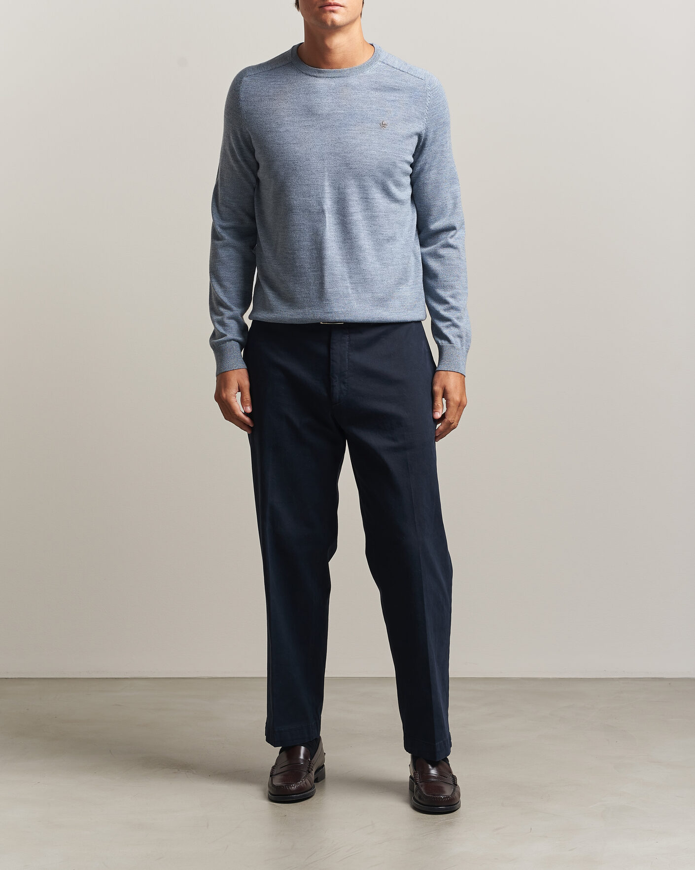 Herre | Trøjer | Morris | Merino O-Neck Light Blue