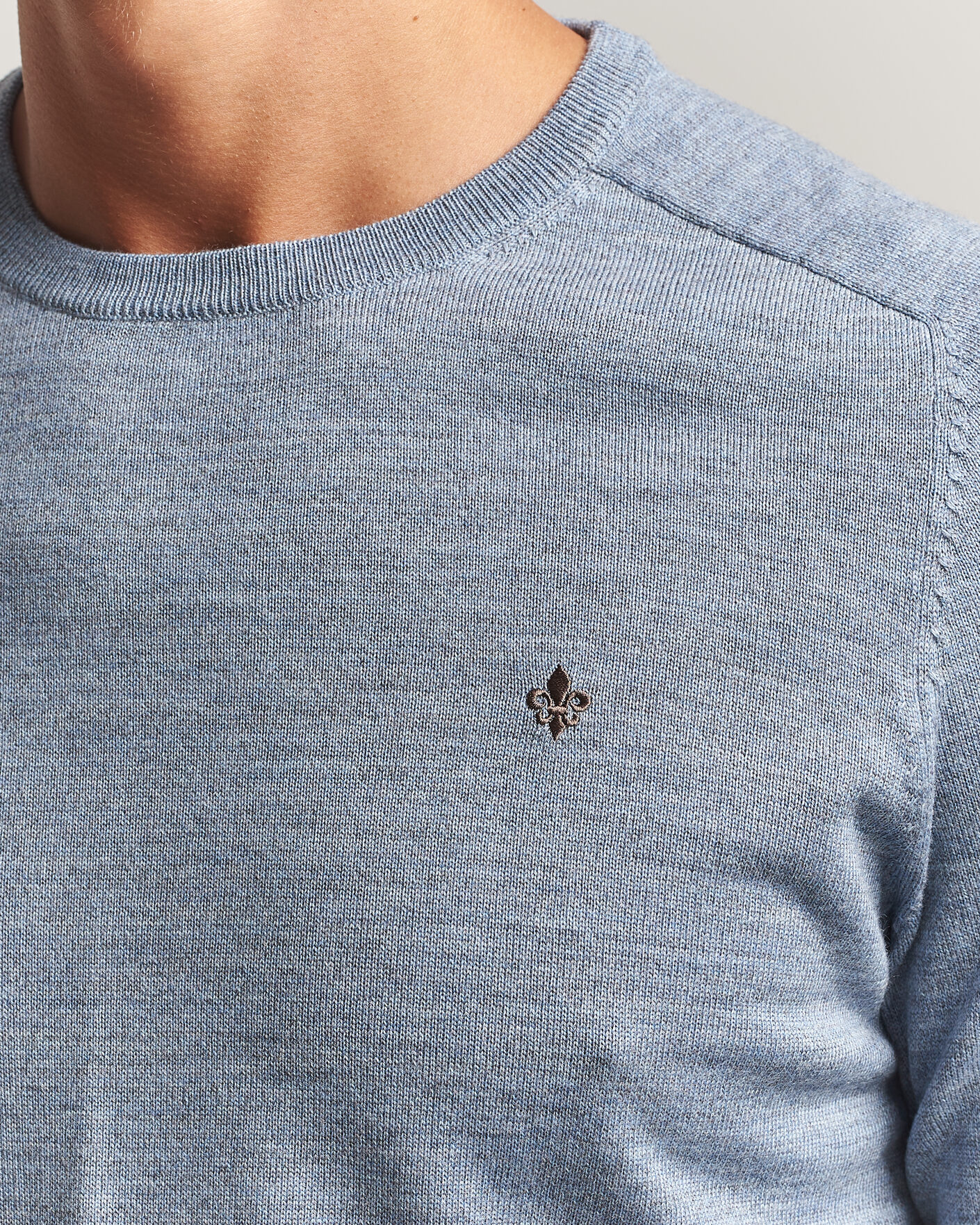 Herre | Trøjer | Morris | Merino O-Neck Light Blue