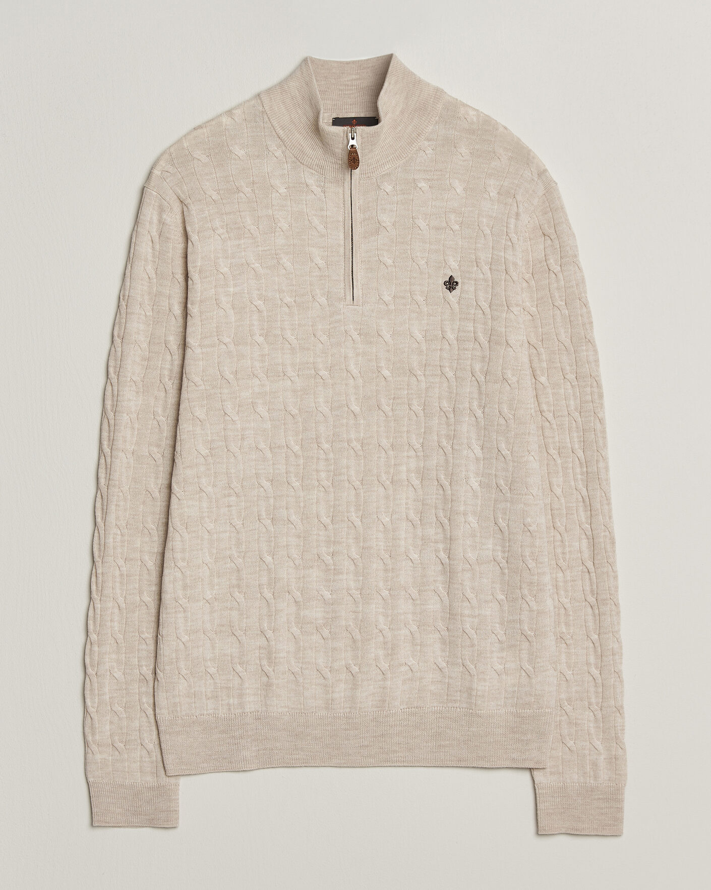 Herre | Trøjer | Morris | Merino Cable Half Zip Off White